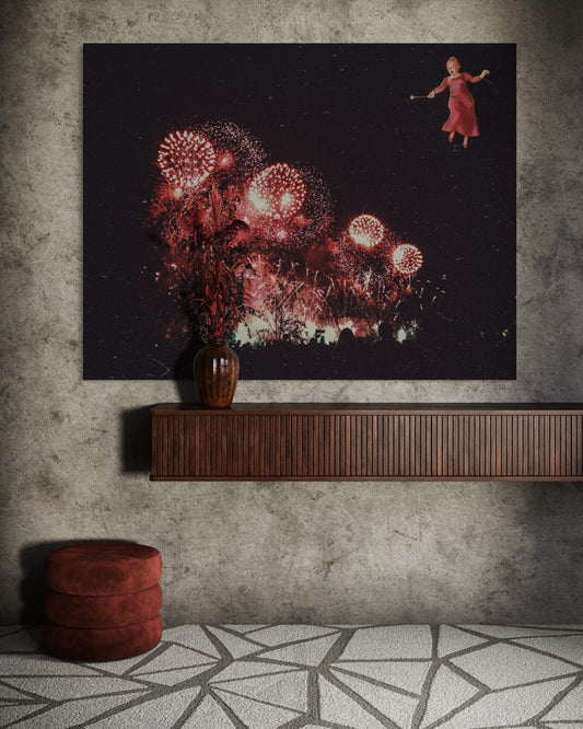 Fireworks & Magic – Fantasy Night Photography Print, Whimsical Wall Art by PolaDova. Premium Semi-Glossy Paper Poster