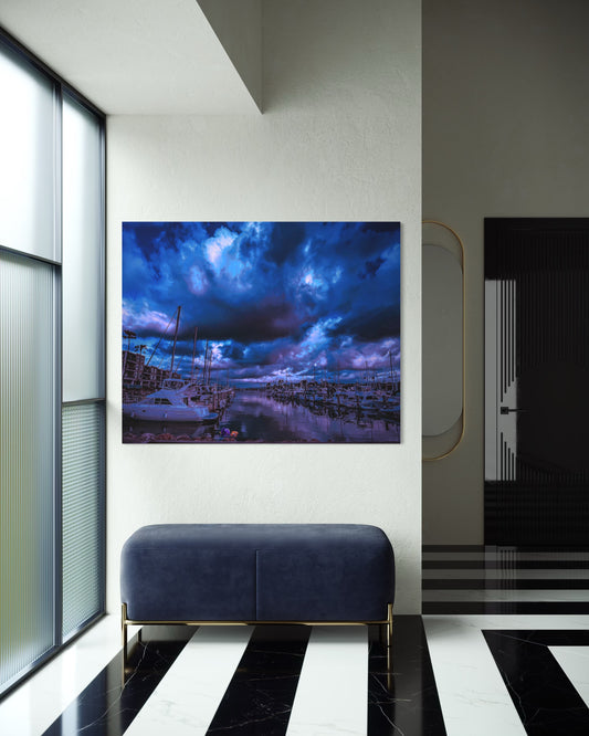 Dreamy Coastal Photography Print: Midnight Harbor Fantasy Wall Art