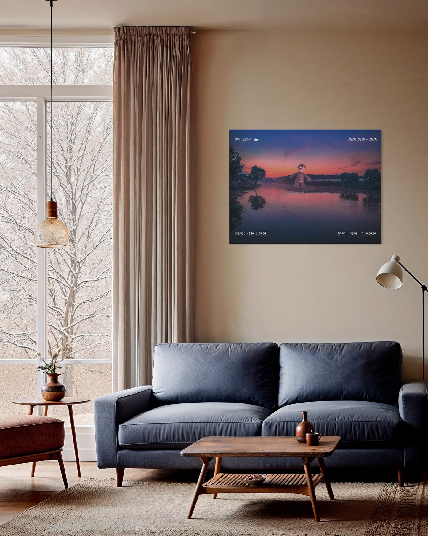 Retro VHS Sunset Dream Art Print: Surreal Fantasy Lake Photography