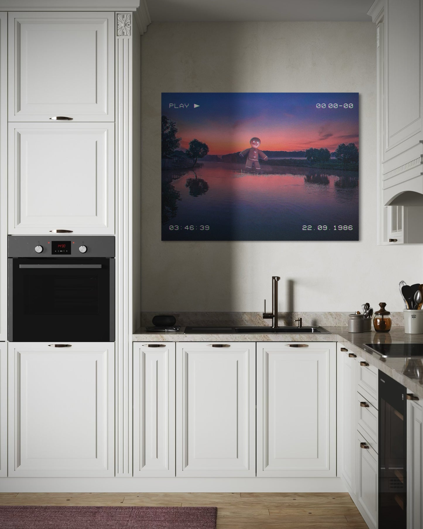 Retro VHS Sunset Dream Art Print: Surreal Fantasy Lake Photography