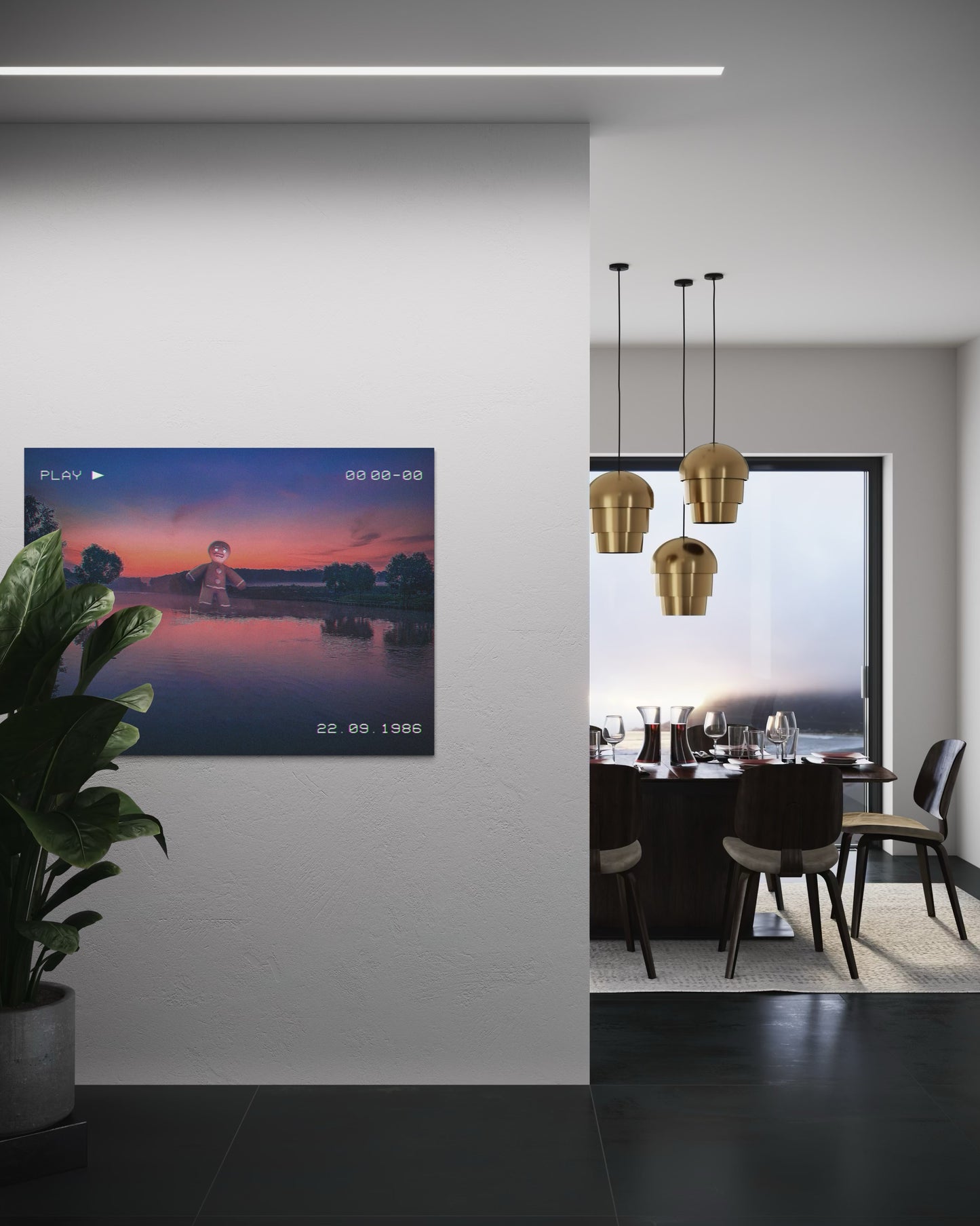 Retro VHS Sunset Dream Art Print: Surreal Fantasy Lake Photography