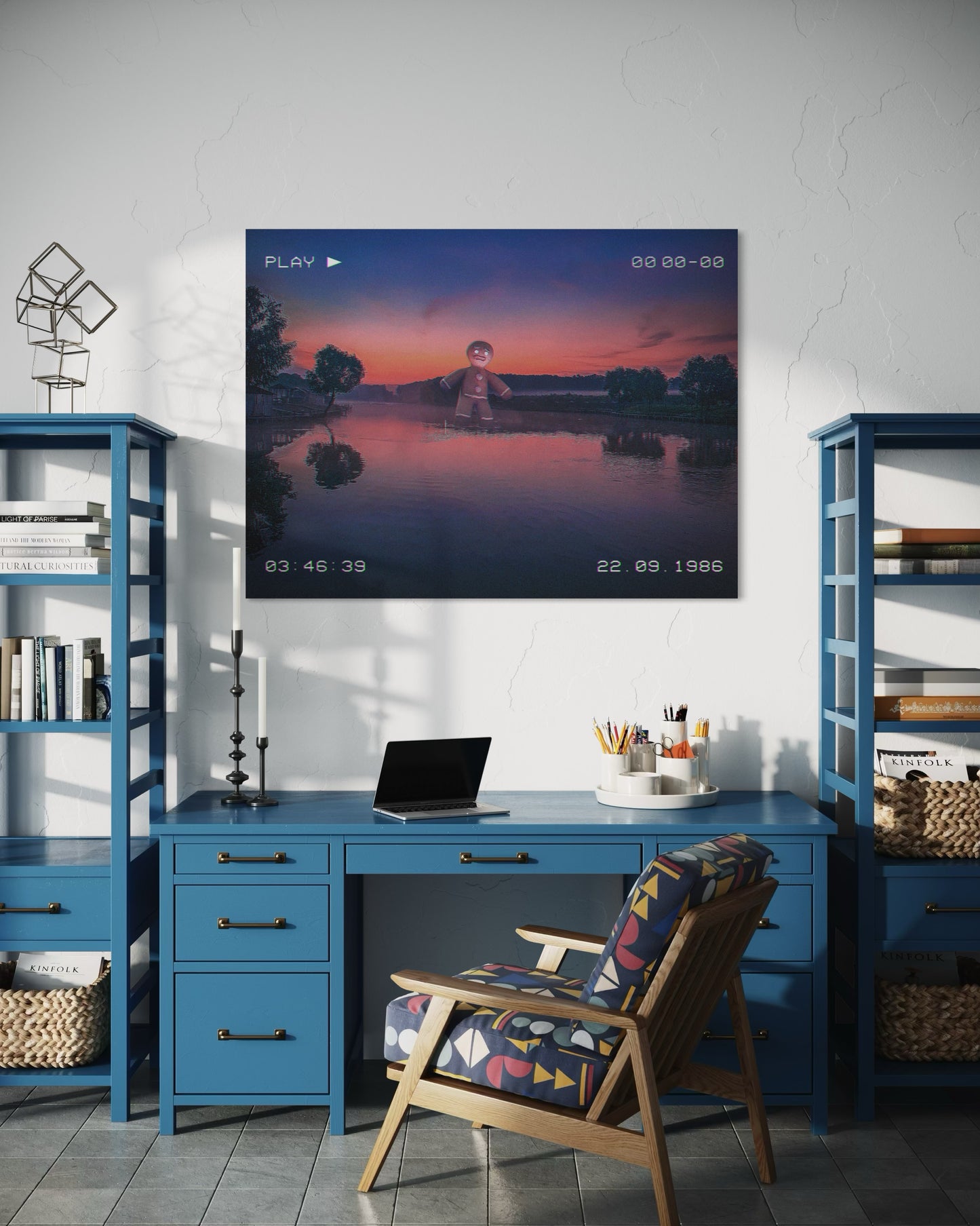 Retro VHS Sunset Dream Art Print: Surreal Fantasy Lake Photography