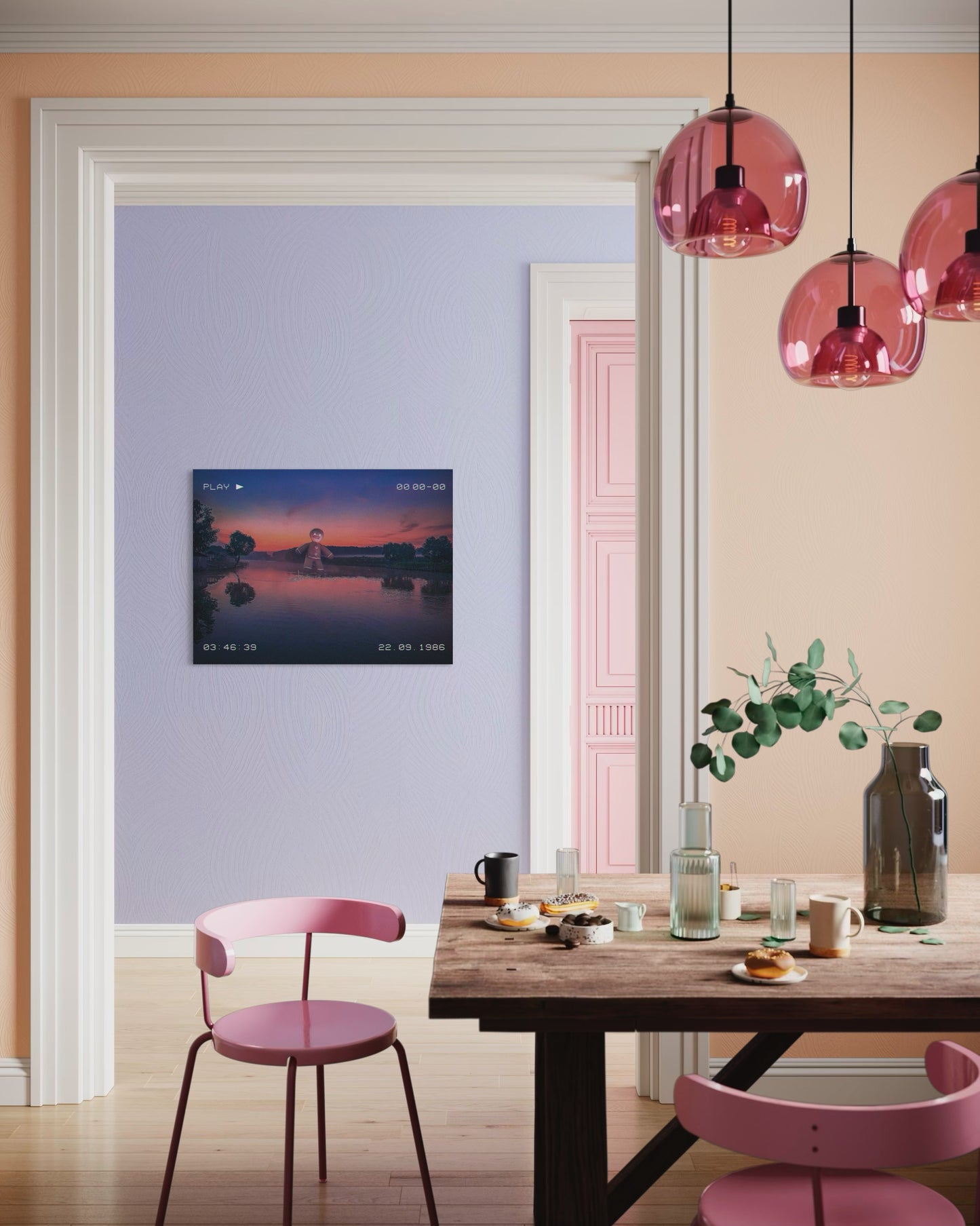 Retro VHS Sunset Dream Art Print: Surreal Fantasy Lake Photography