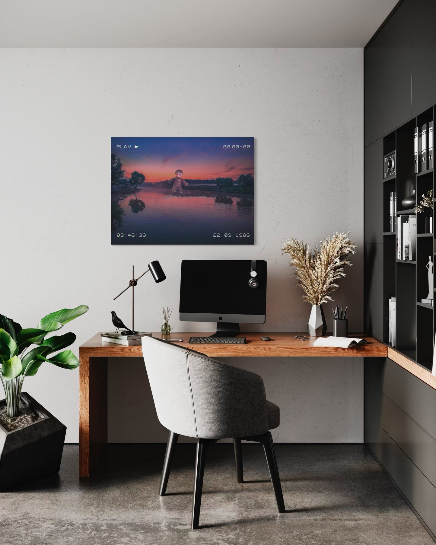 Retro VHS Sunset Dream Art Print: Surreal Fantasy Lake Photography