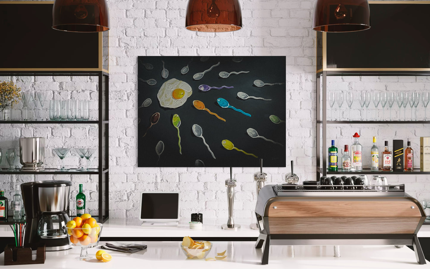 Funny Breakfast Pop Art Print: Kitchen Wall Decor by PolaDova