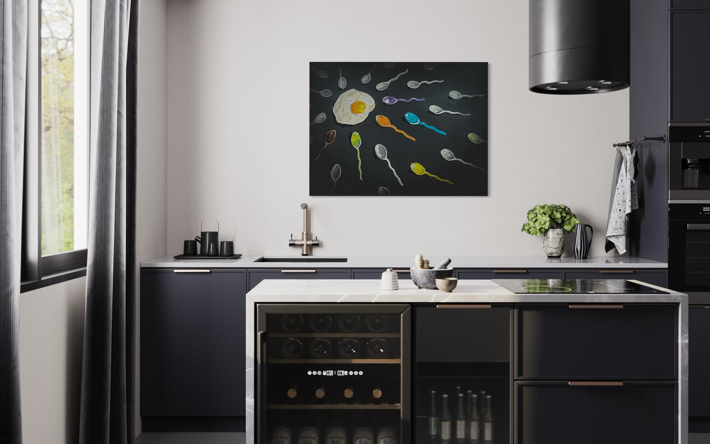 Funny Breakfast Pop Art Print: Kitchen Wall Decor by PolaDova