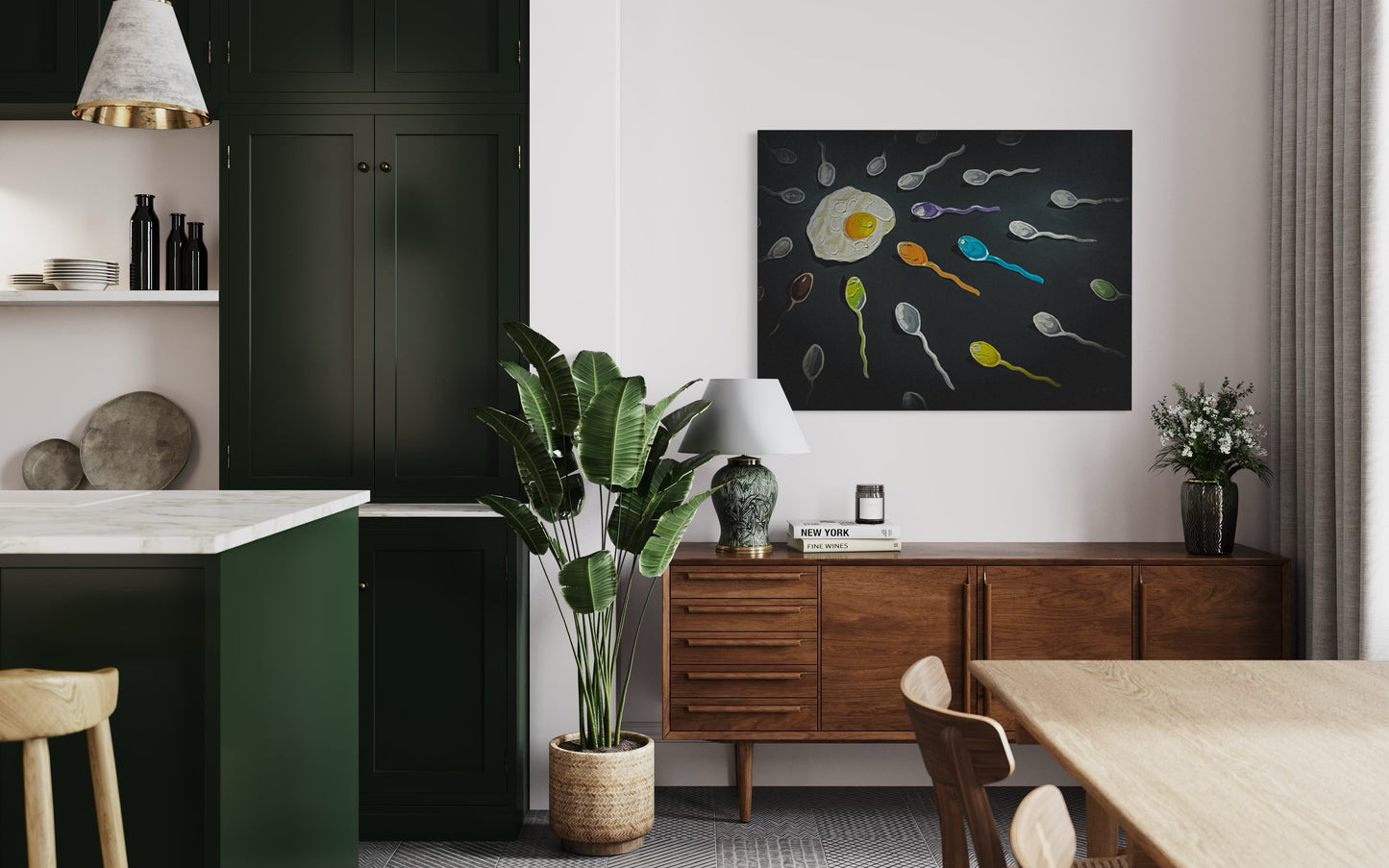 Funny Breakfast Pop Art Print: Kitchen Wall Decor by PolaDova