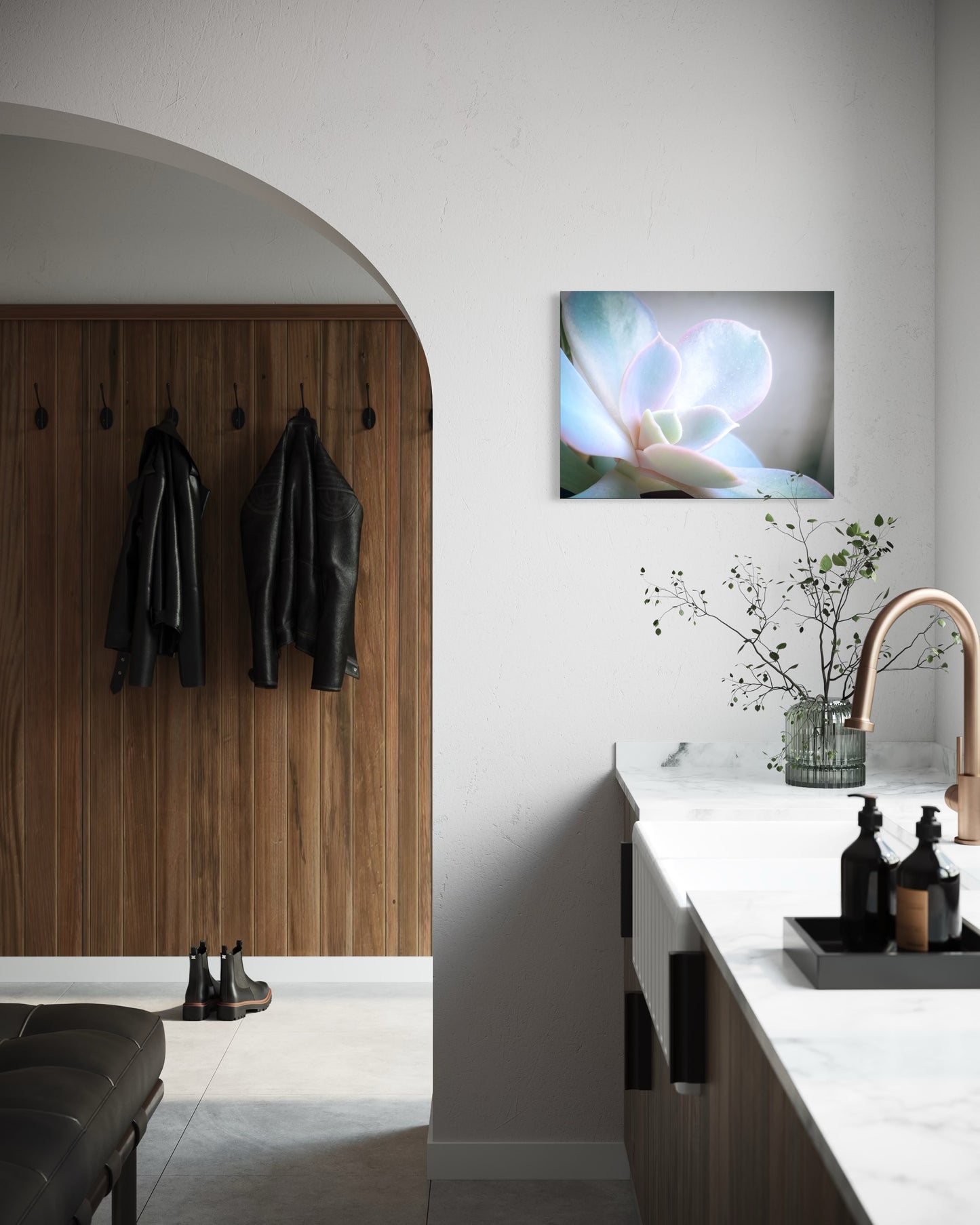 Flower Pastel Succulent Serenity – Minimal Botanical Photography Print, Soft Nature