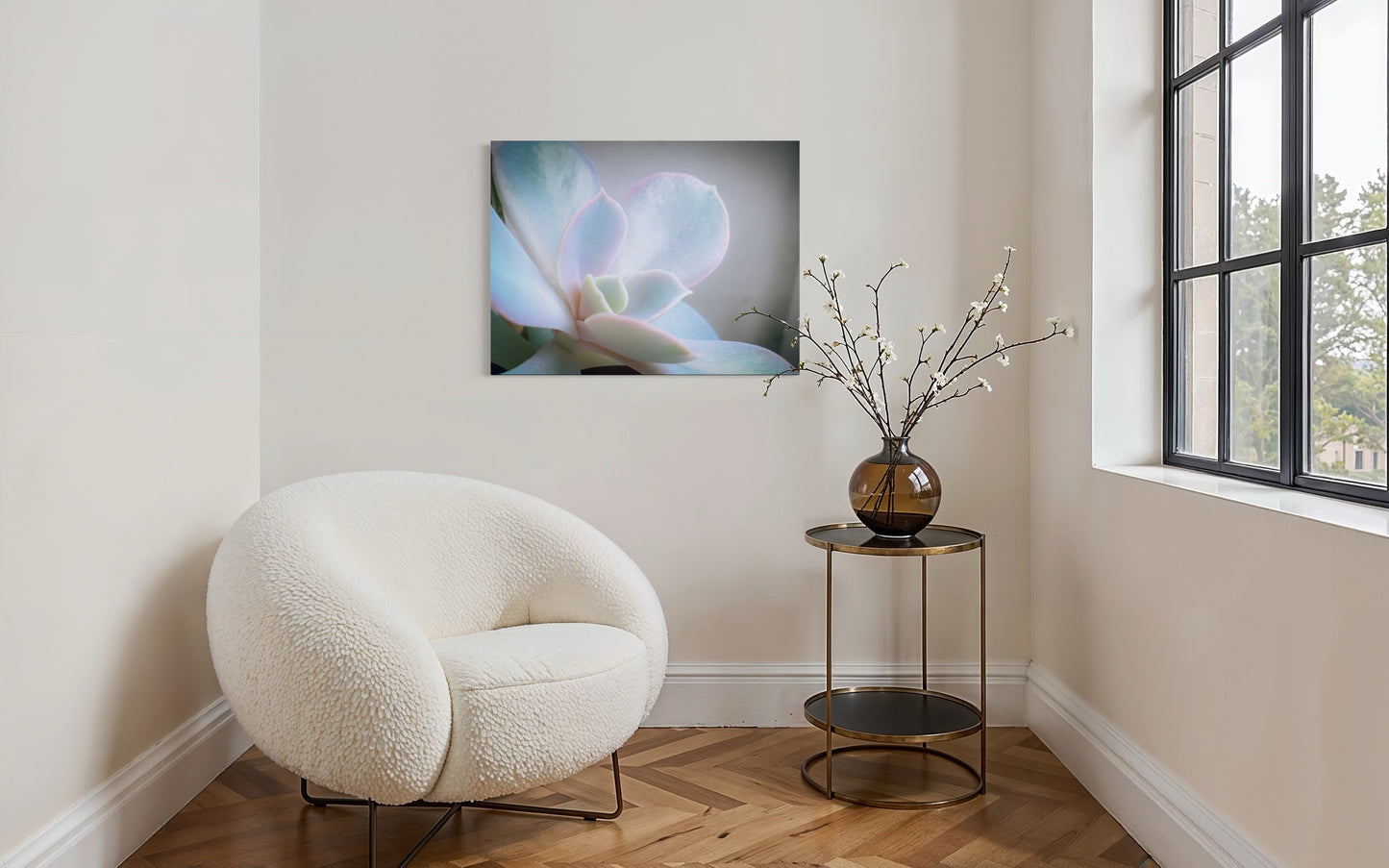 Flower Pastel Succulent Serenity – Minimal Botanical Photography Print, Soft Nature