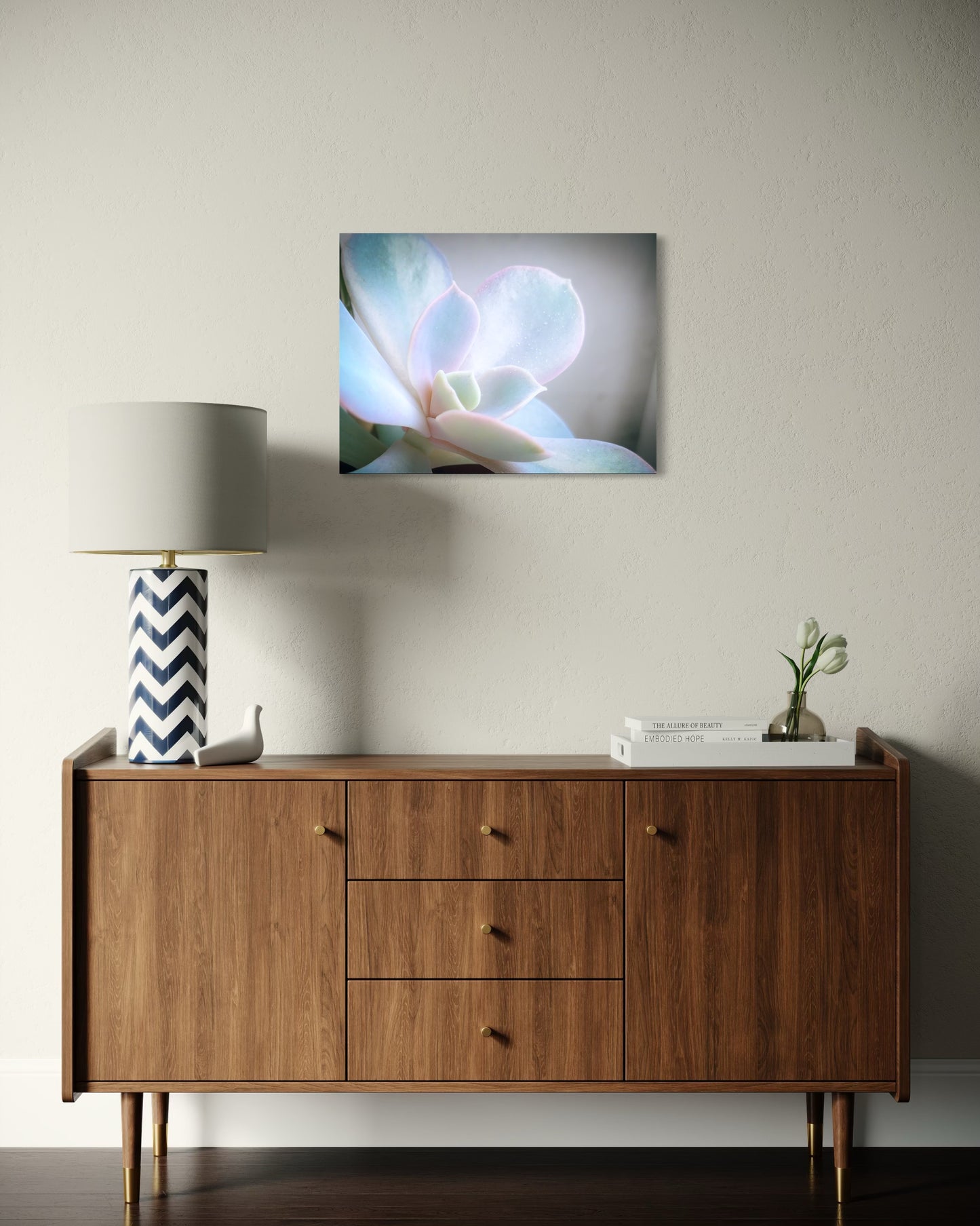 Flower Pastel Succulent Serenity – Minimal Botanical Photography Print, Soft Nature