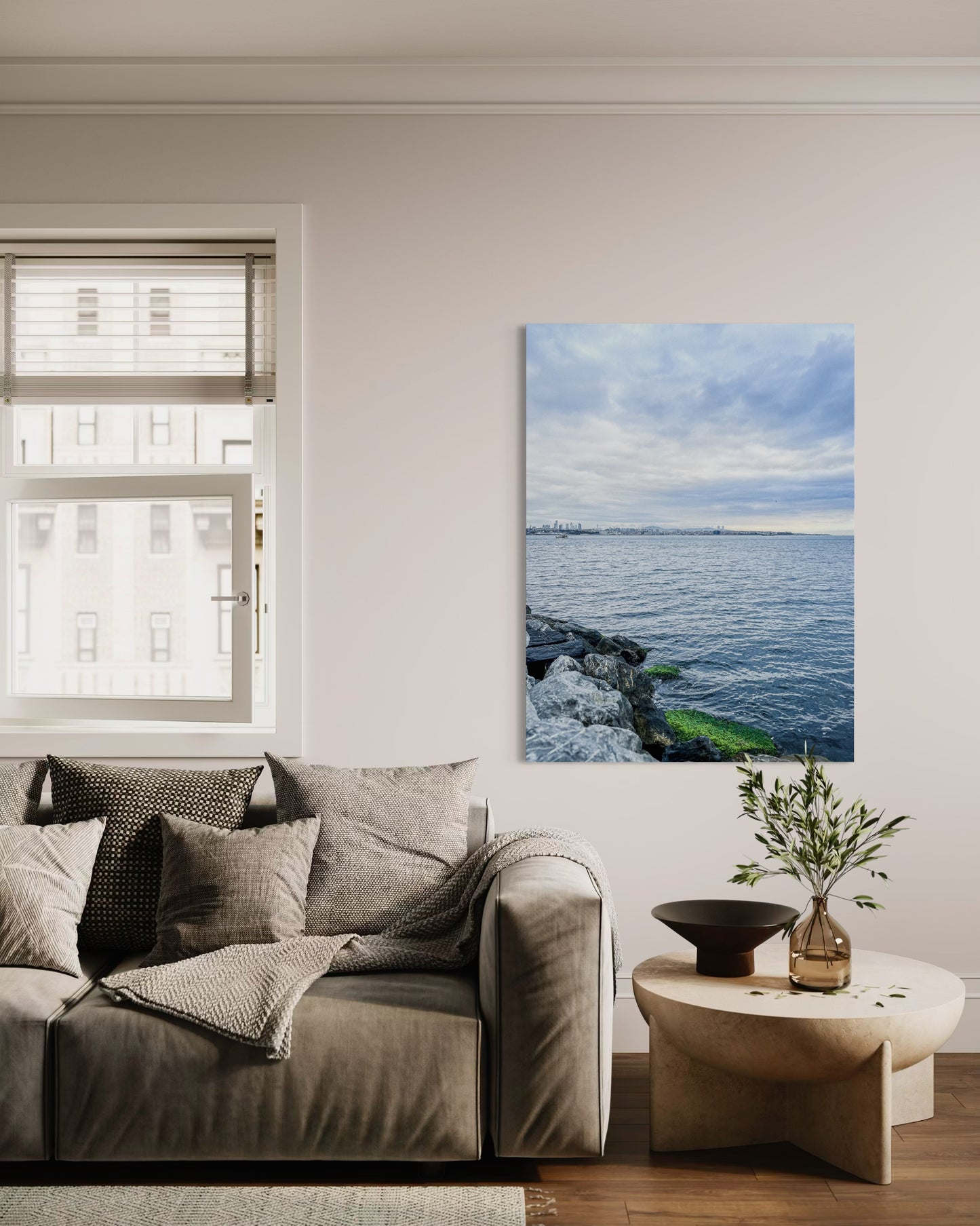 Landscape Blue Seascape Photography Print, Minimalist Ocean View (Printable)