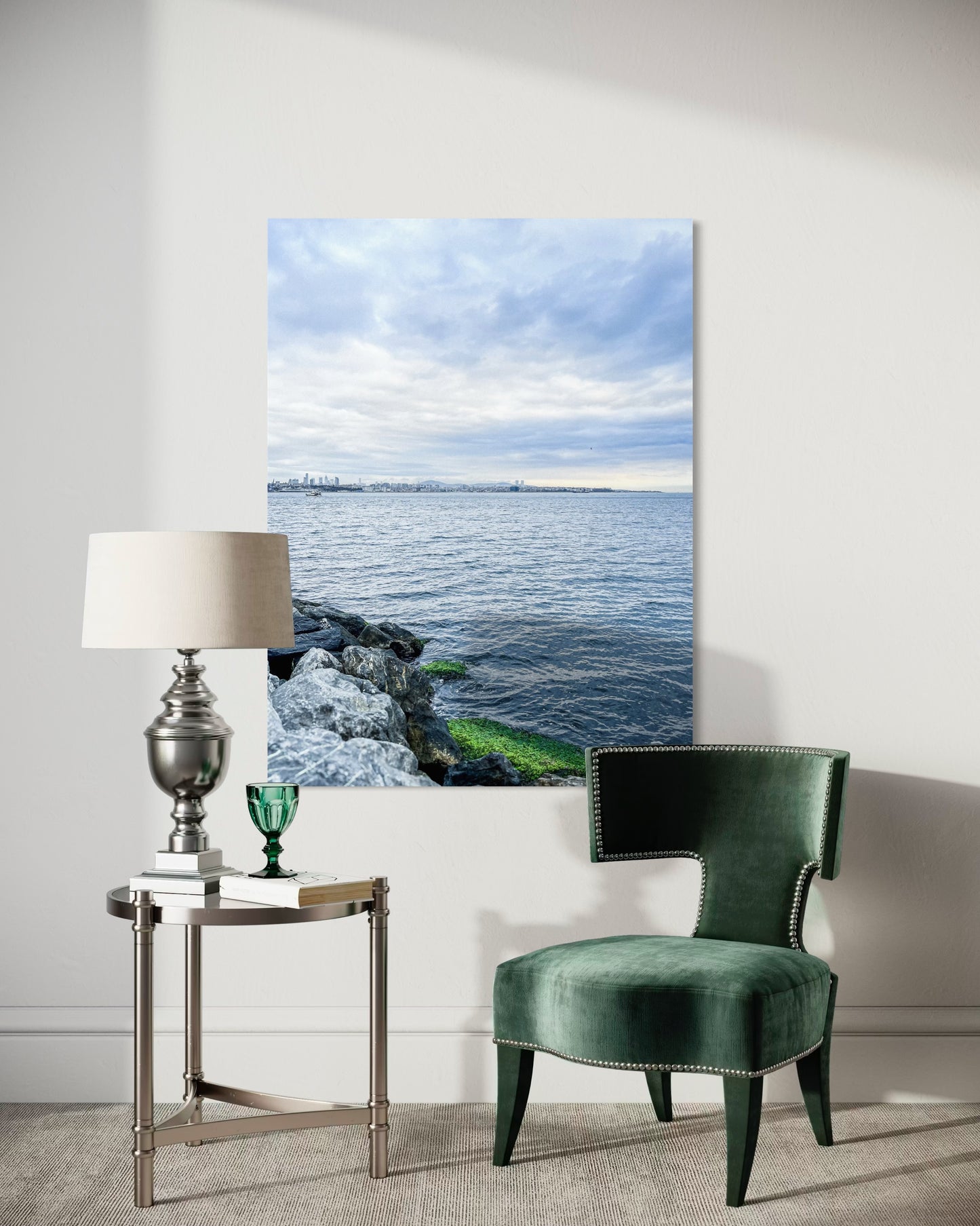 Landscape Blue Seascape Photography Print, Minimalist Ocean View (Printable)