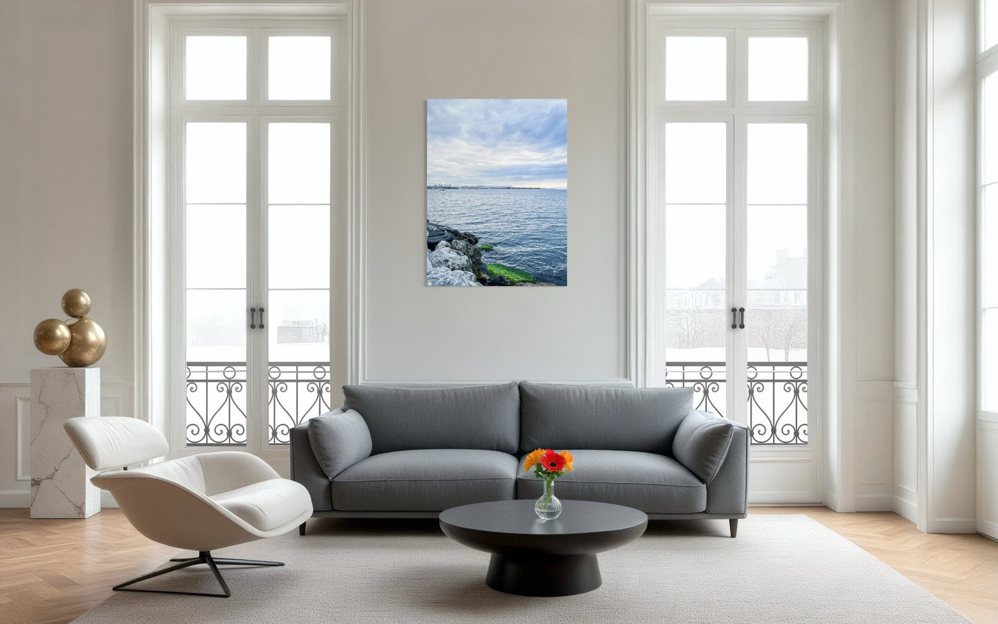 Landscape Blue Seascape Photography Print, Minimalist Ocean View (Printable)