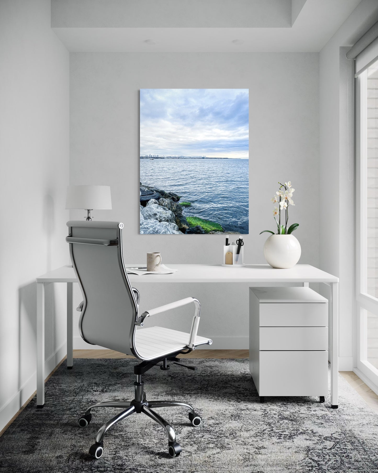 Landscape Blue Seascape Photography Print, Minimalist Ocean View (Printable)
