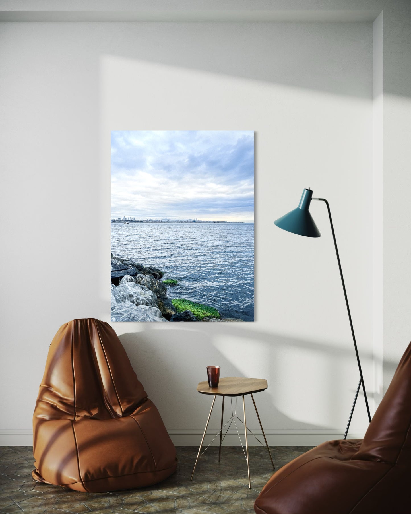 Landscape Blue Seascape Photography Print, Minimalist Ocean View (Printable)