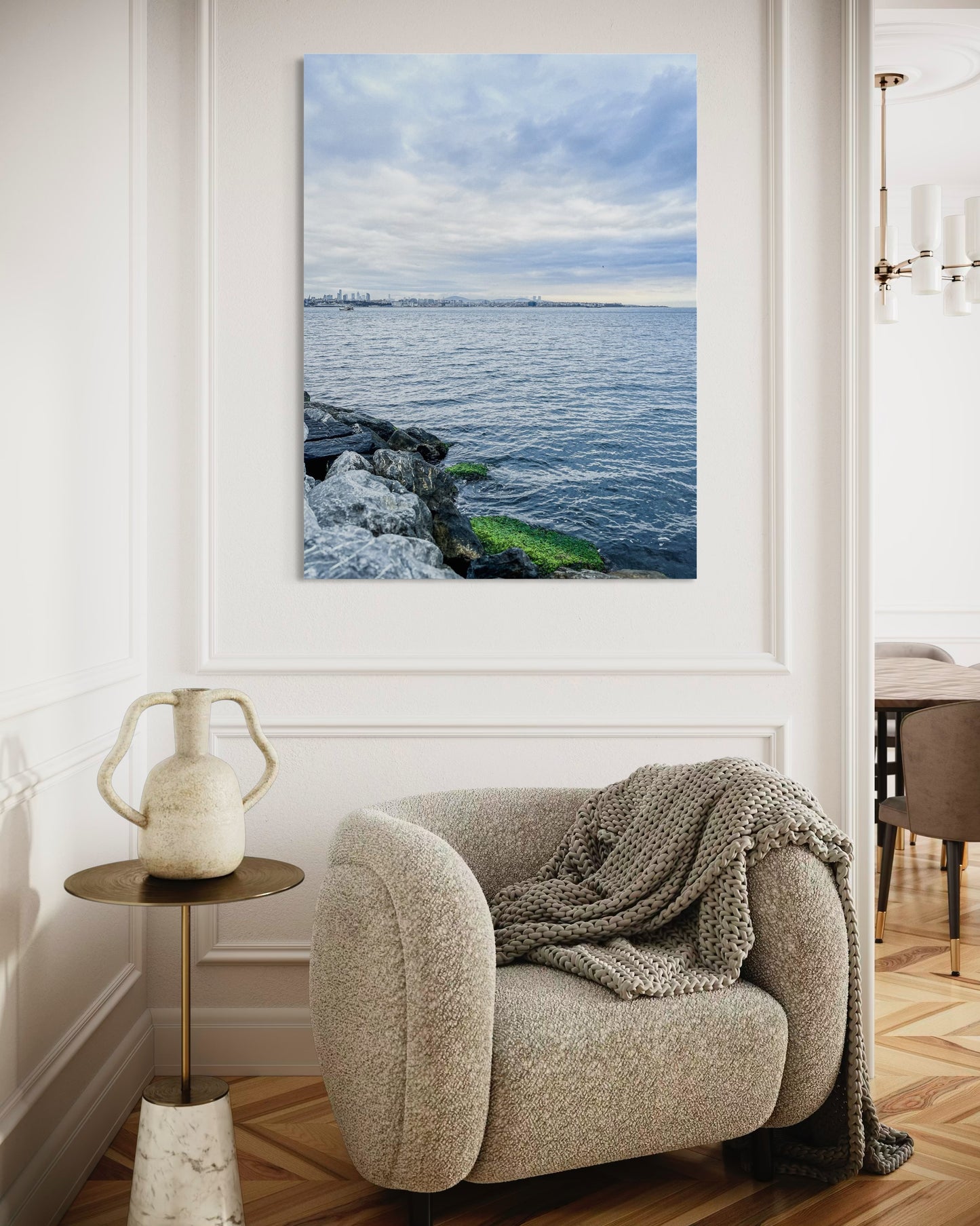 Landscape Blue Seascape Photography Print, Minimalist Ocean View (Printable)