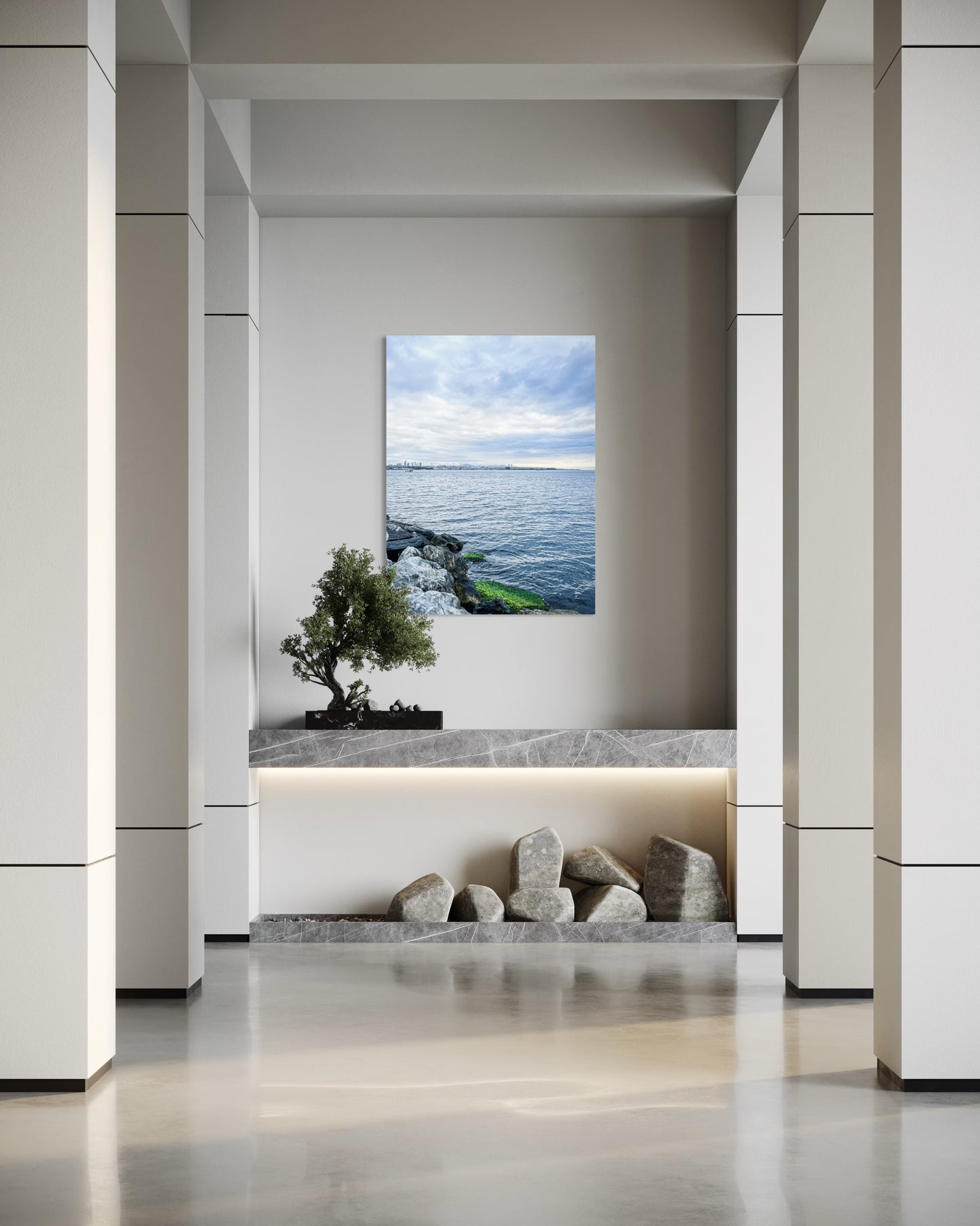 Landscape Blue Seascape Photography Print, Minimalist Ocean View (Printable)