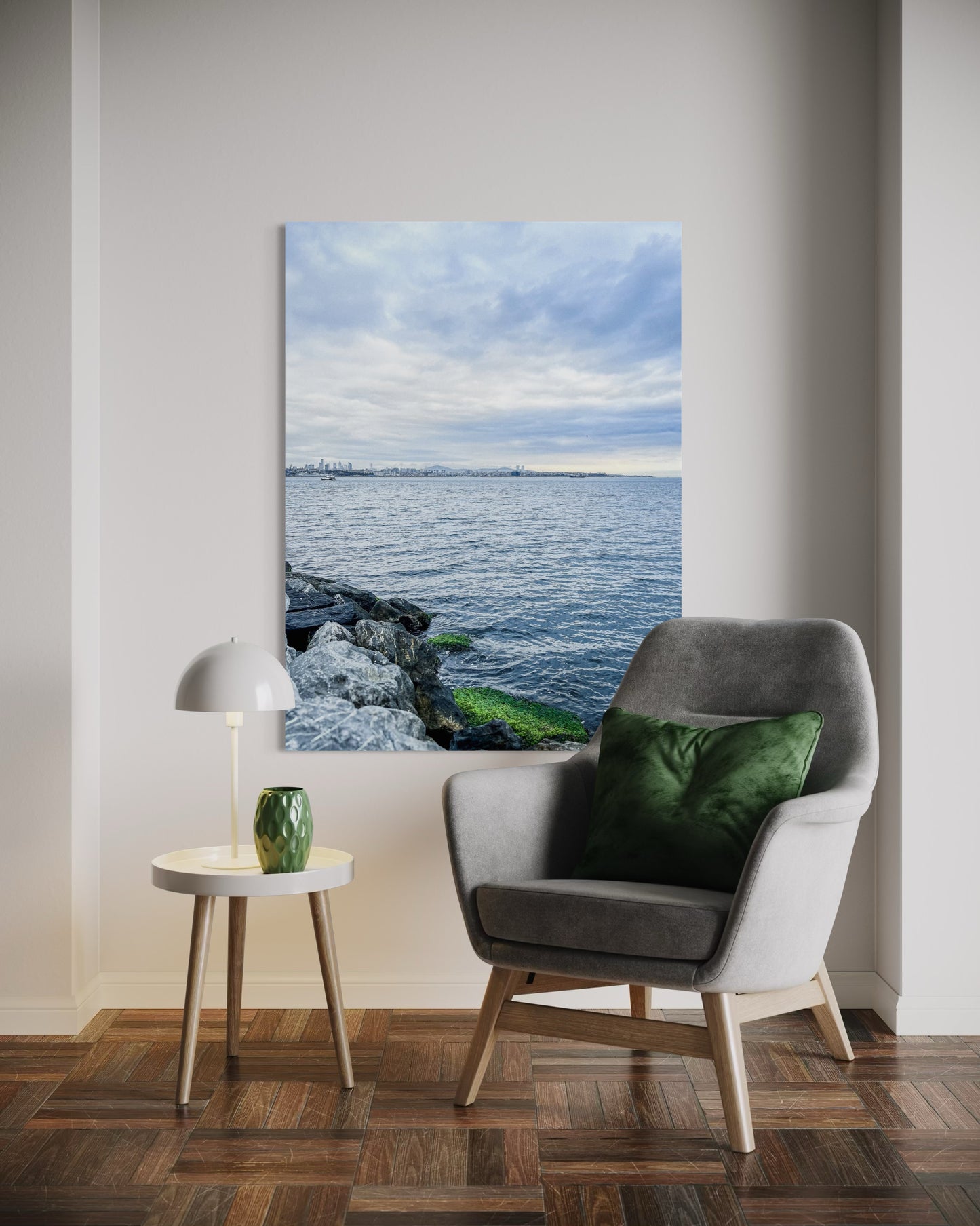 Landscape Blue Seascape Photography Print, Minimalist Ocean View (Printable)