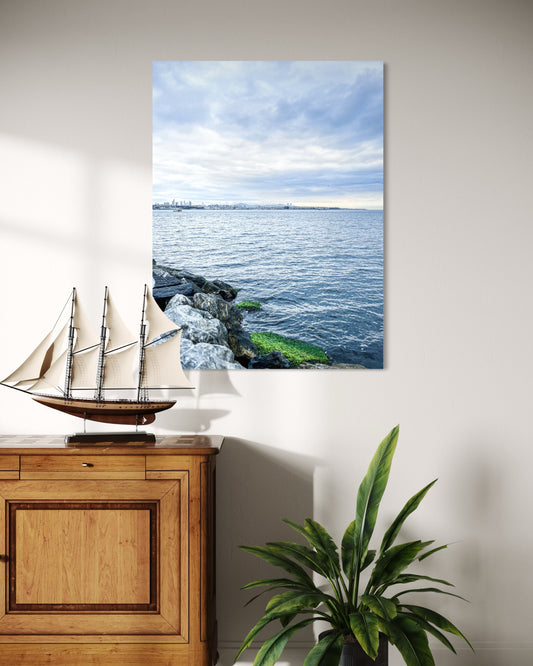 Landscape Blue Seascape Photography Print, Minimalist Ocean View (Printable)