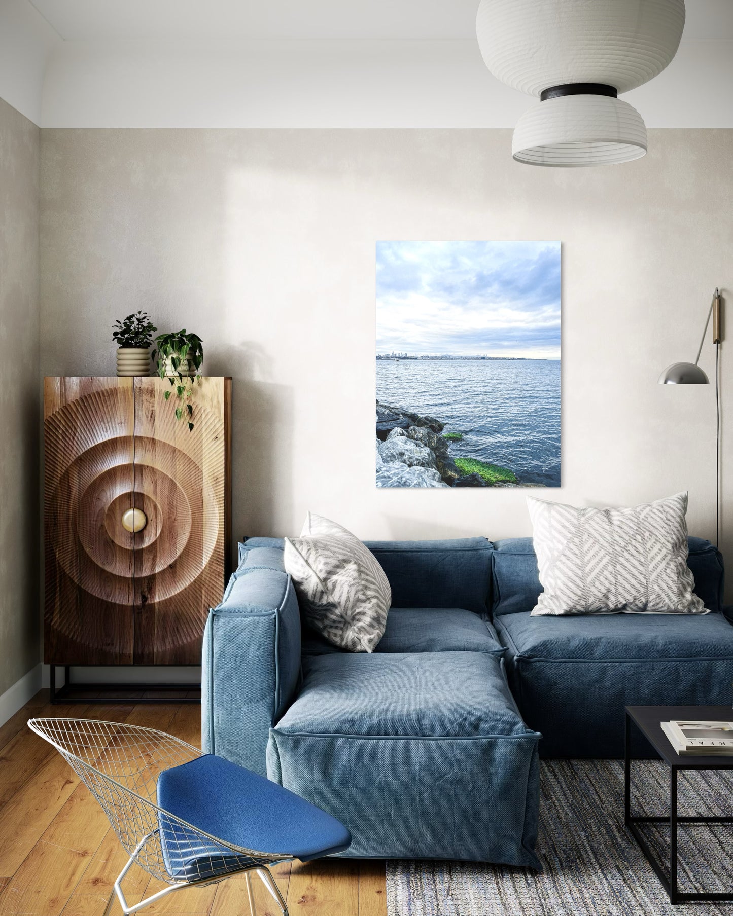 Landscape Blue Seascape Photography Print, Minimalist Ocean View (Printable)