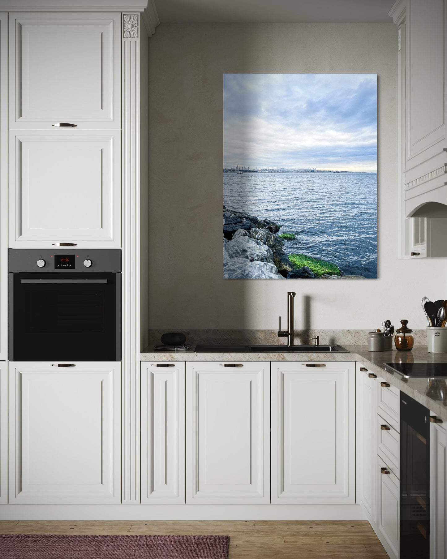 Landscape Blue Seascape Photography Print, Minimalist Ocean View (Printable)