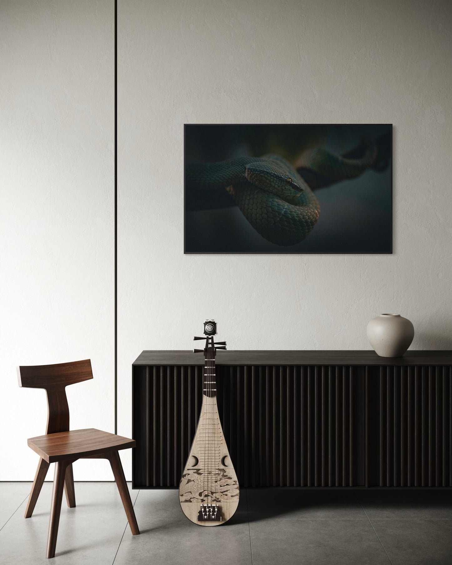 Cinematic Snake Wall Art, Dark Nature Wildlife Print, Reptile Photography Poster, Moody Jungle Decor, Serpent Fine Art, Exotic Animal Artwork. Museum-Quality Matte Paper Poster