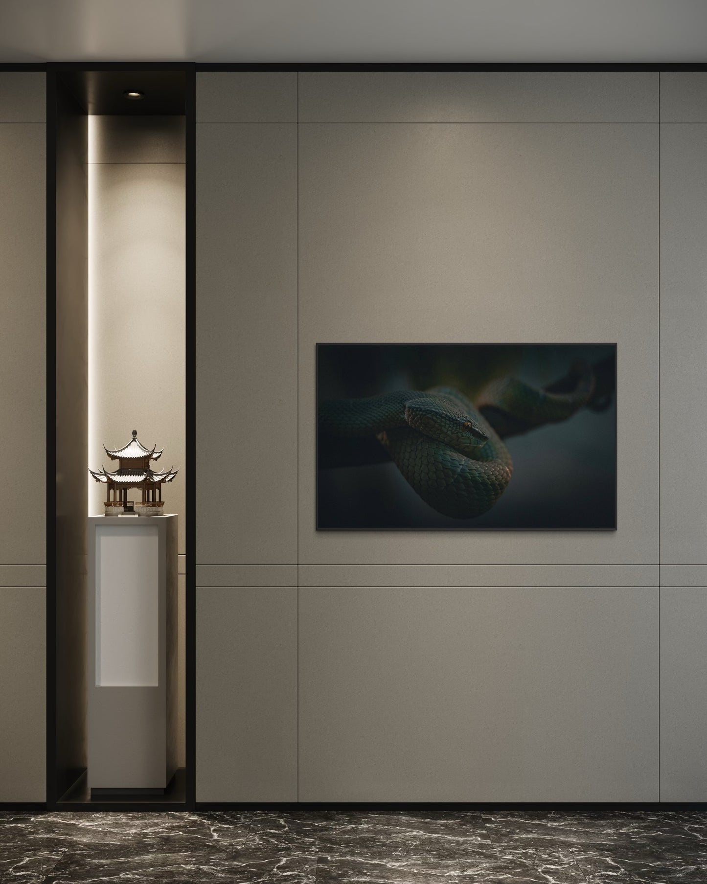 Cinematic Snake Wall Art, Dark Nature Wildlife Print, Reptile Photography Poster, Moody Jungle Decor, Serpent Fine Art, Exotic Animal Artwork. Museum-Quality Matte Paper Poster