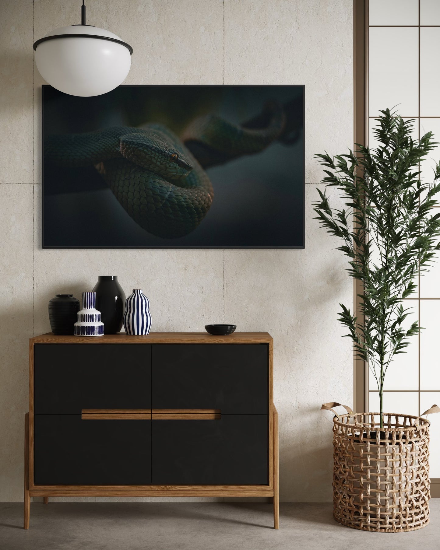 Cinematic Snake Wall Art, Dark Nature Wildlife Print, Reptile Photography Poster, Moody Jungle Decor, Serpent Fine Art, Exotic Animal Artwork. Museum-Quality Matte Paper Poster