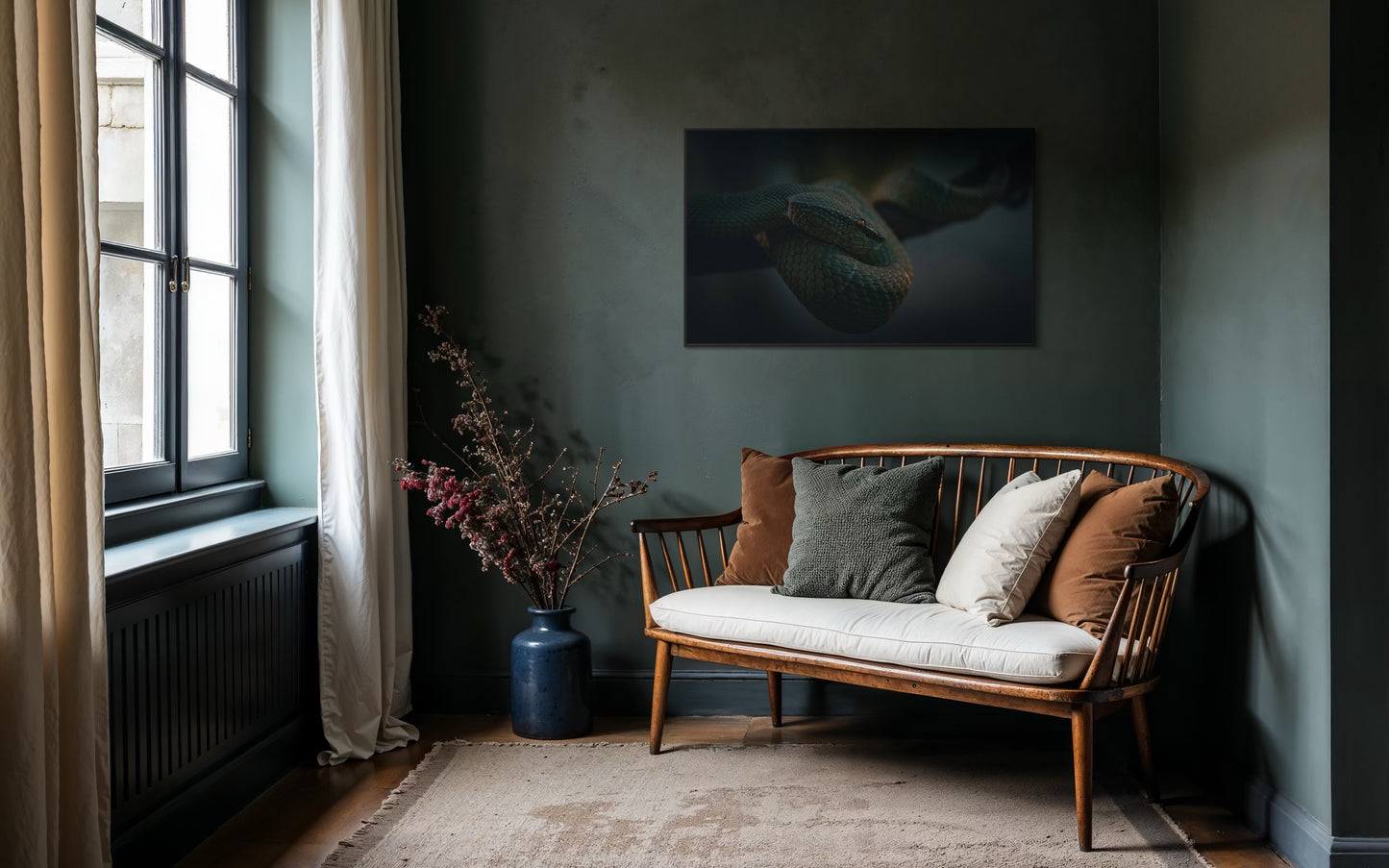 Cinematic Snake Wall Art, Dark Nature Wildlife Print, Reptile Photography Poster, Moody Jungle Decor, Serpent Fine Art, Exotic Animal Artwork. Museum-Quality Matte Paper Poster