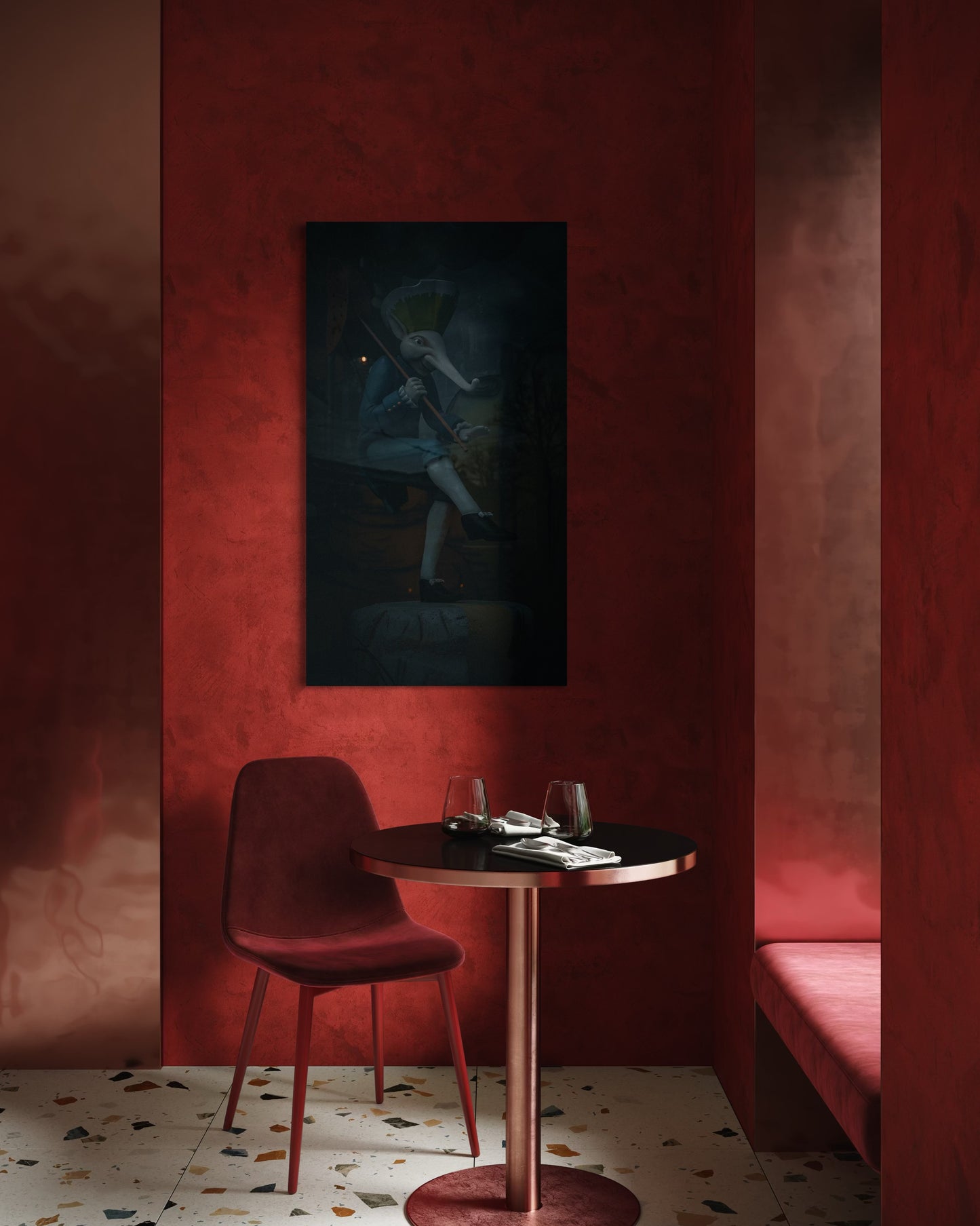 Dancing Wanderer – Surreal Fantasy Puppet Art Print. Museum-Quality Matte Paper Poster