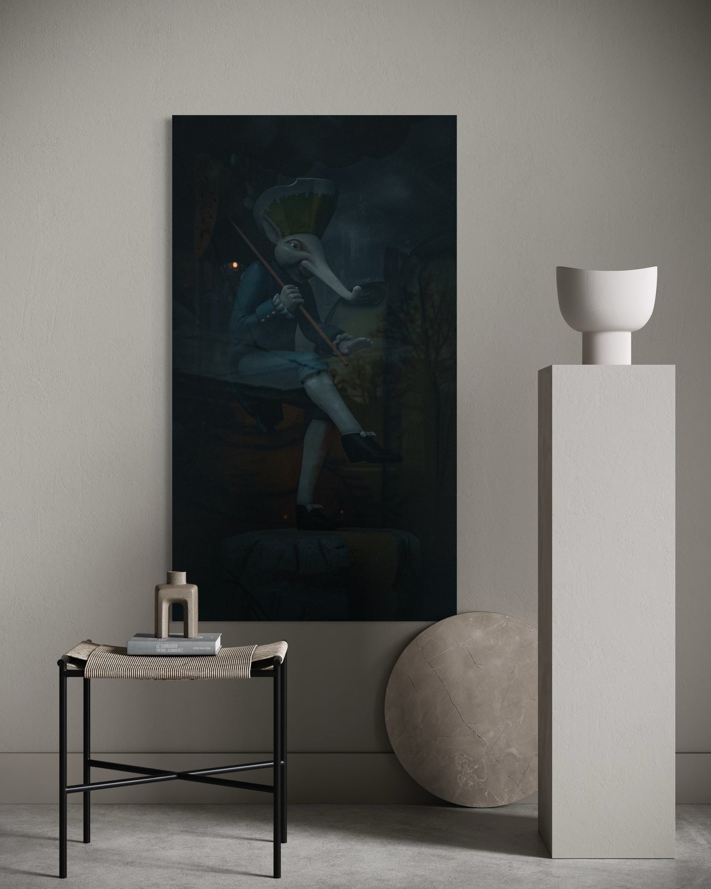 Dancing Wanderer – Surreal Fantasy Puppet Art Print. Museum-Quality Matte Paper Poster