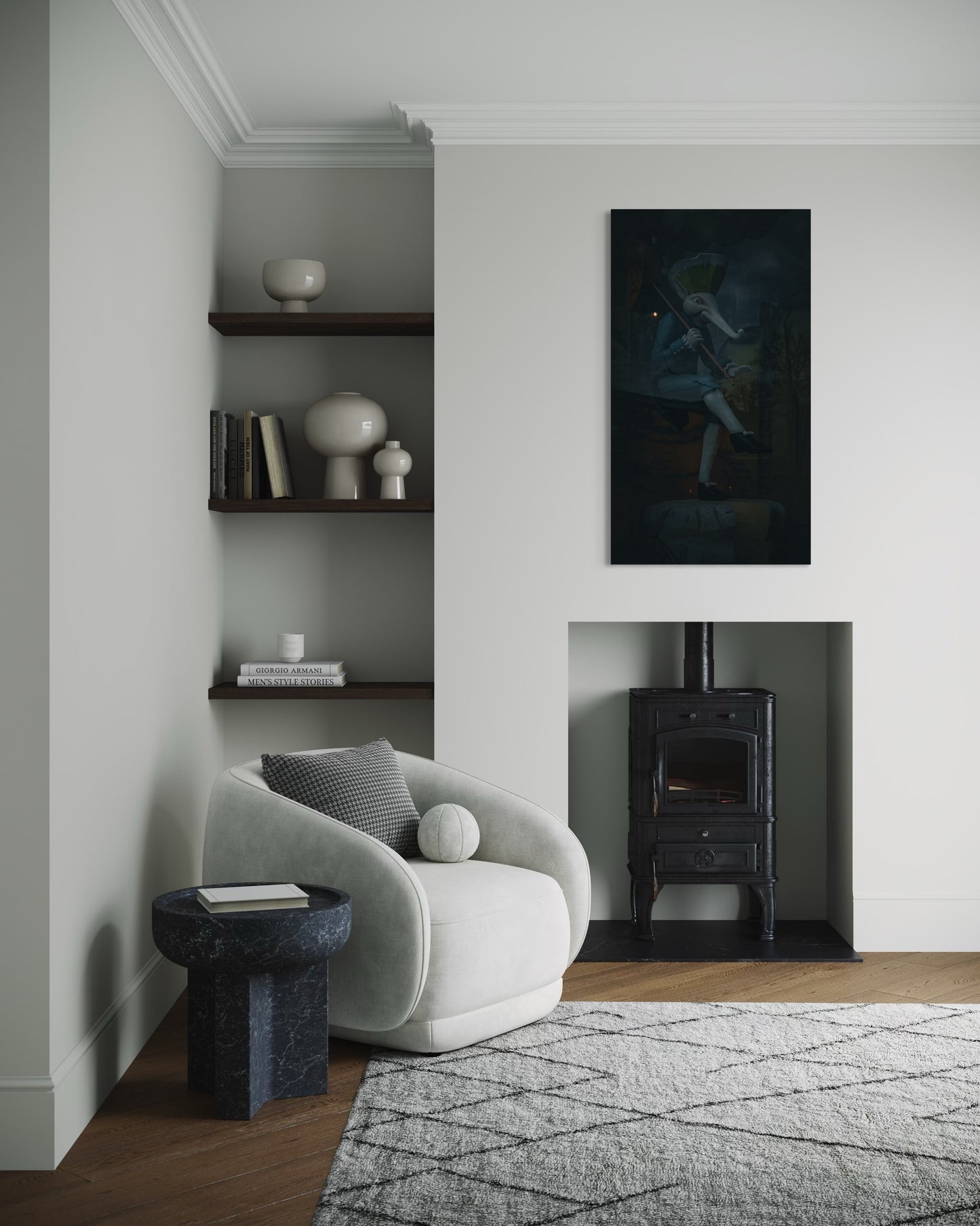 Dancing Wanderer – Surreal Fantasy Puppet Art Print. Museum-Quality Matte Paper Poster