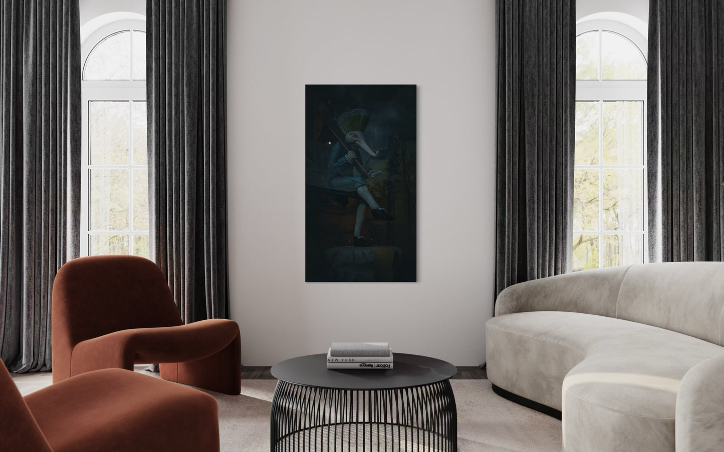 Dancing Wanderer – Surreal Fantasy Puppet Art Print. Museum-Quality Matte Paper Poster