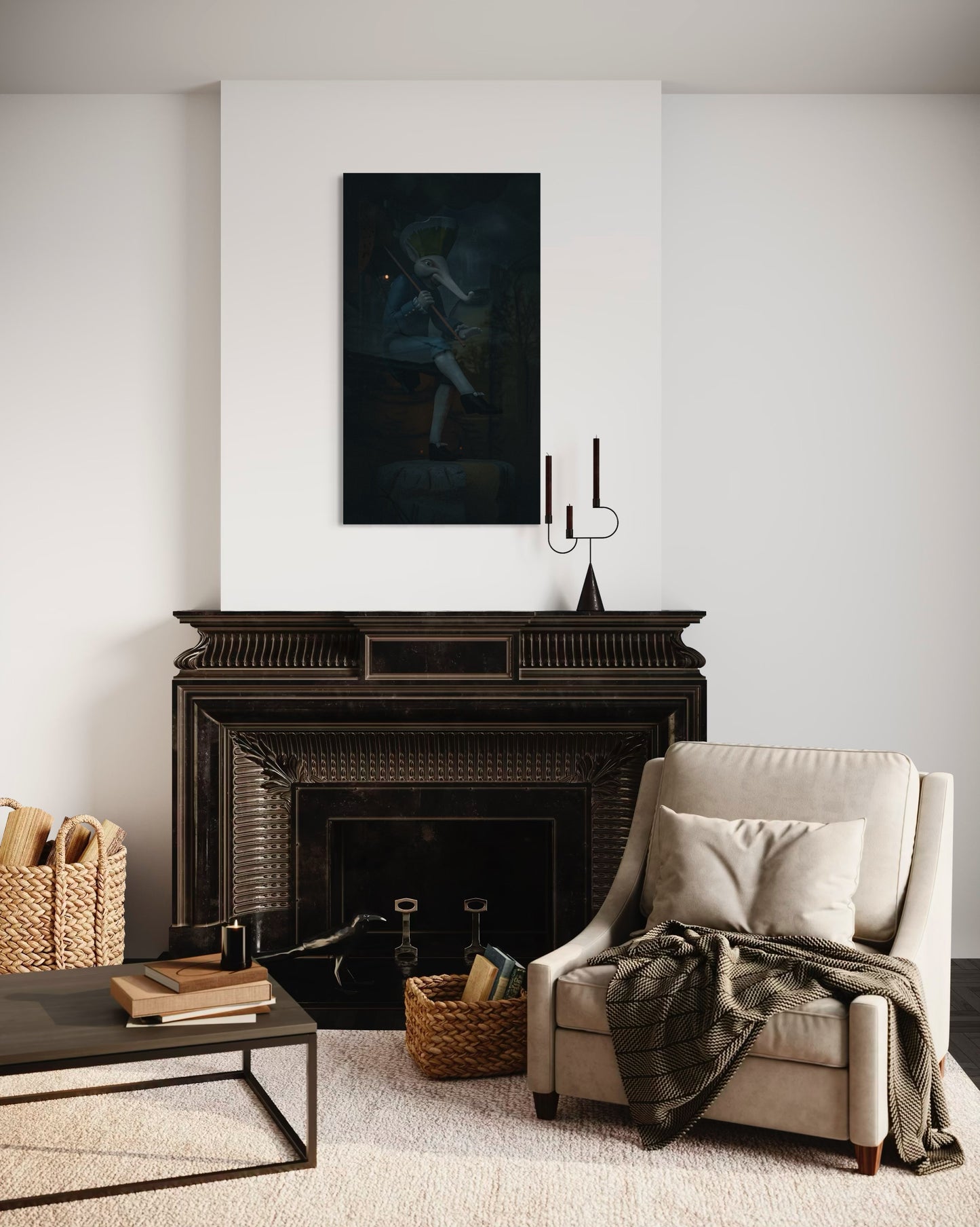 Dancing Wanderer – Surreal Fantasy Puppet Art Print. Museum-Quality Matte Paper Poster