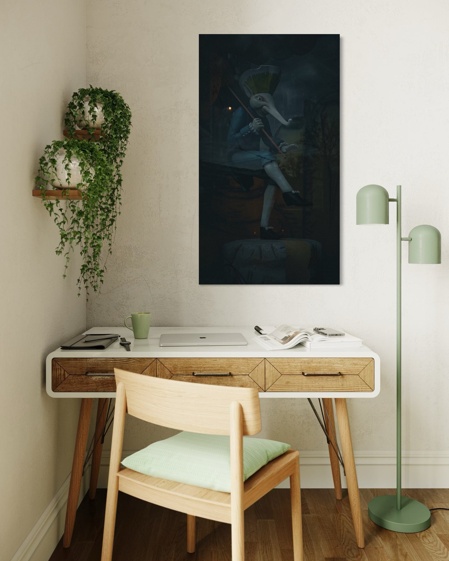 Dancing Wanderer – Surreal Fantasy Puppet Art Print. Museum-Quality Matte Paper Poster