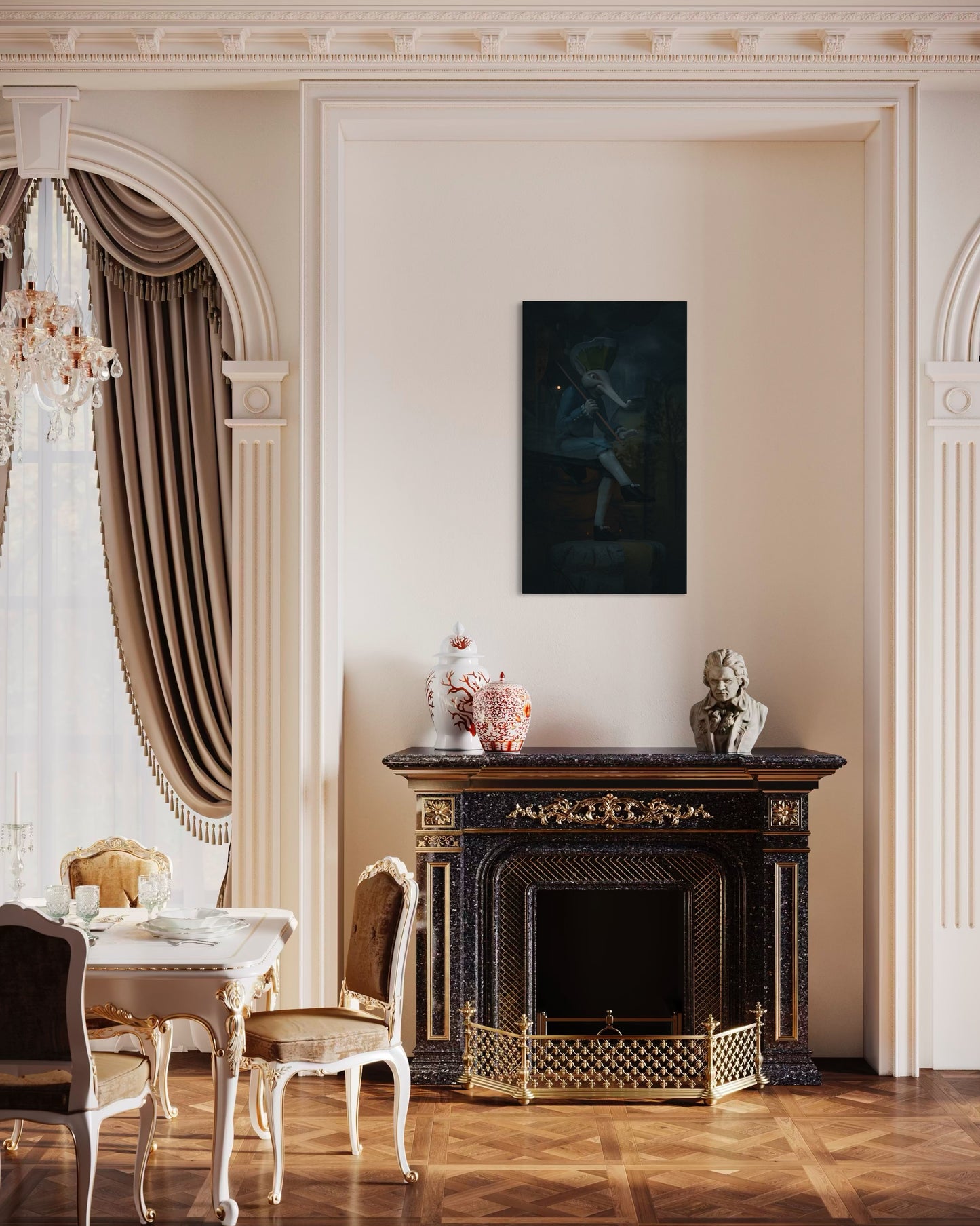 Dancing Wanderer – Surreal Fantasy Puppet Art Print. Museum-Quality Matte Paper Poster