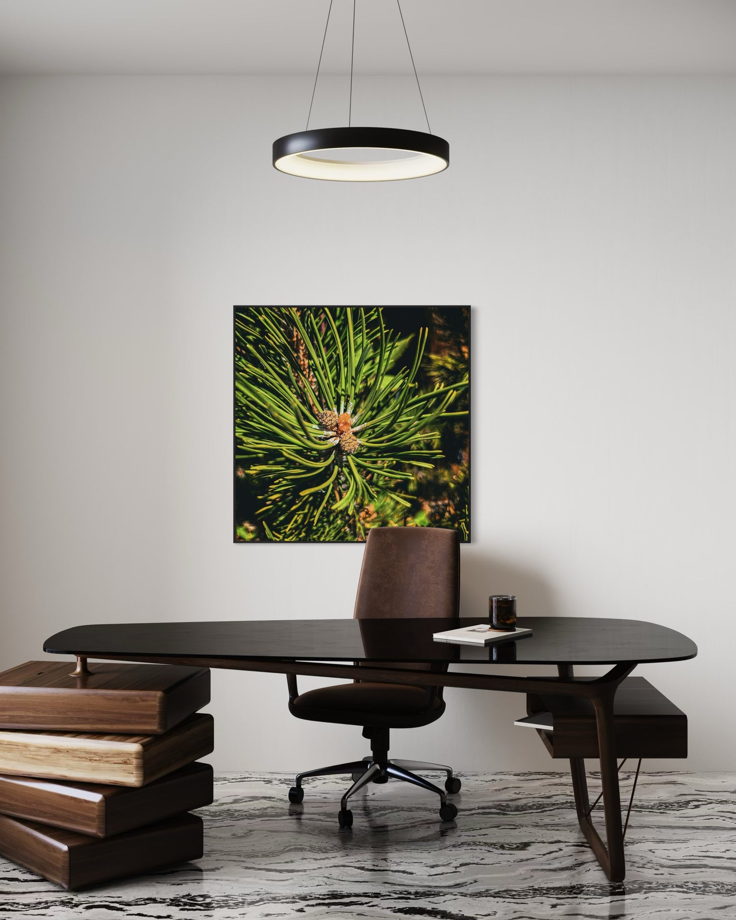 Pine Needle Macro Photography — Evergreen Nature Wall Art, Forest Botanical Print, Green Minimalist Home Decor by PolaDova. Museum-Quality Matte Paper Poster