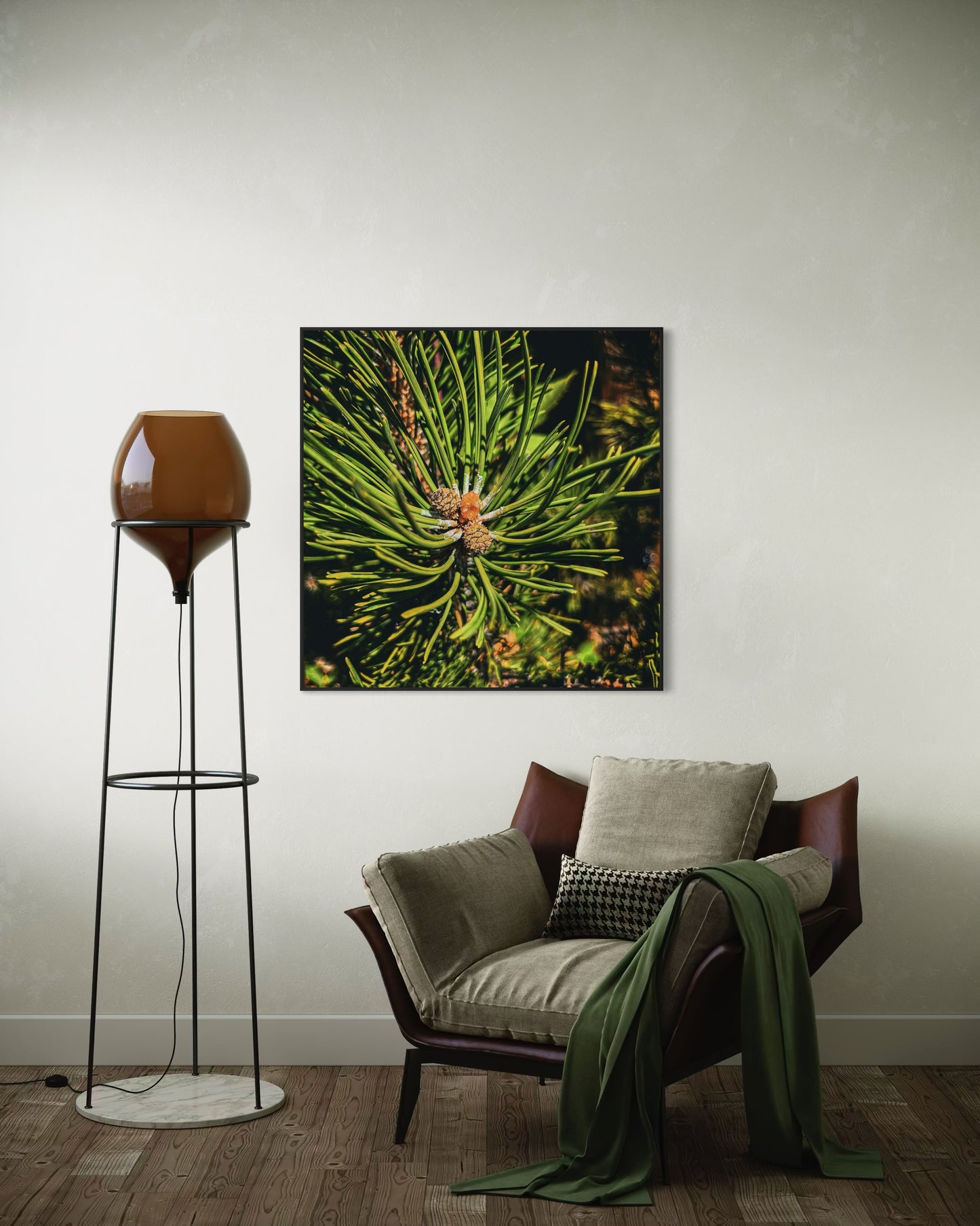 Pine Needle Macro Photography — Evergreen Nature Wall Art, Forest Botanical Print, Green Minimalist Home Decor by PolaDova. Museum-Quality Matte Paper Poster
