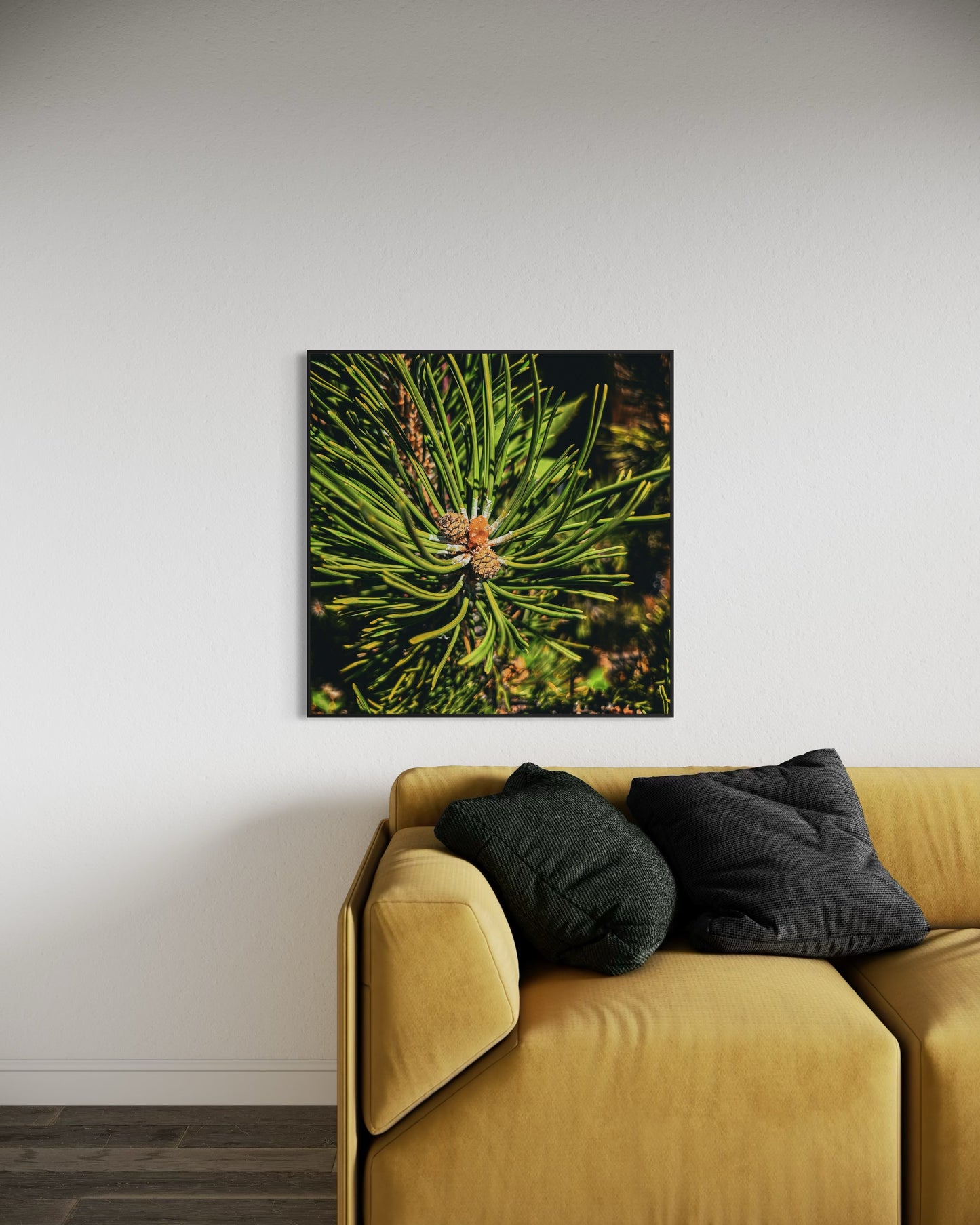 Pine Needle Macro Photography — Evergreen Nature Wall Art, Forest Botanical Print, Green Minimalist Home Decor by PolaDova. Museum-Quality Matte Paper Poster