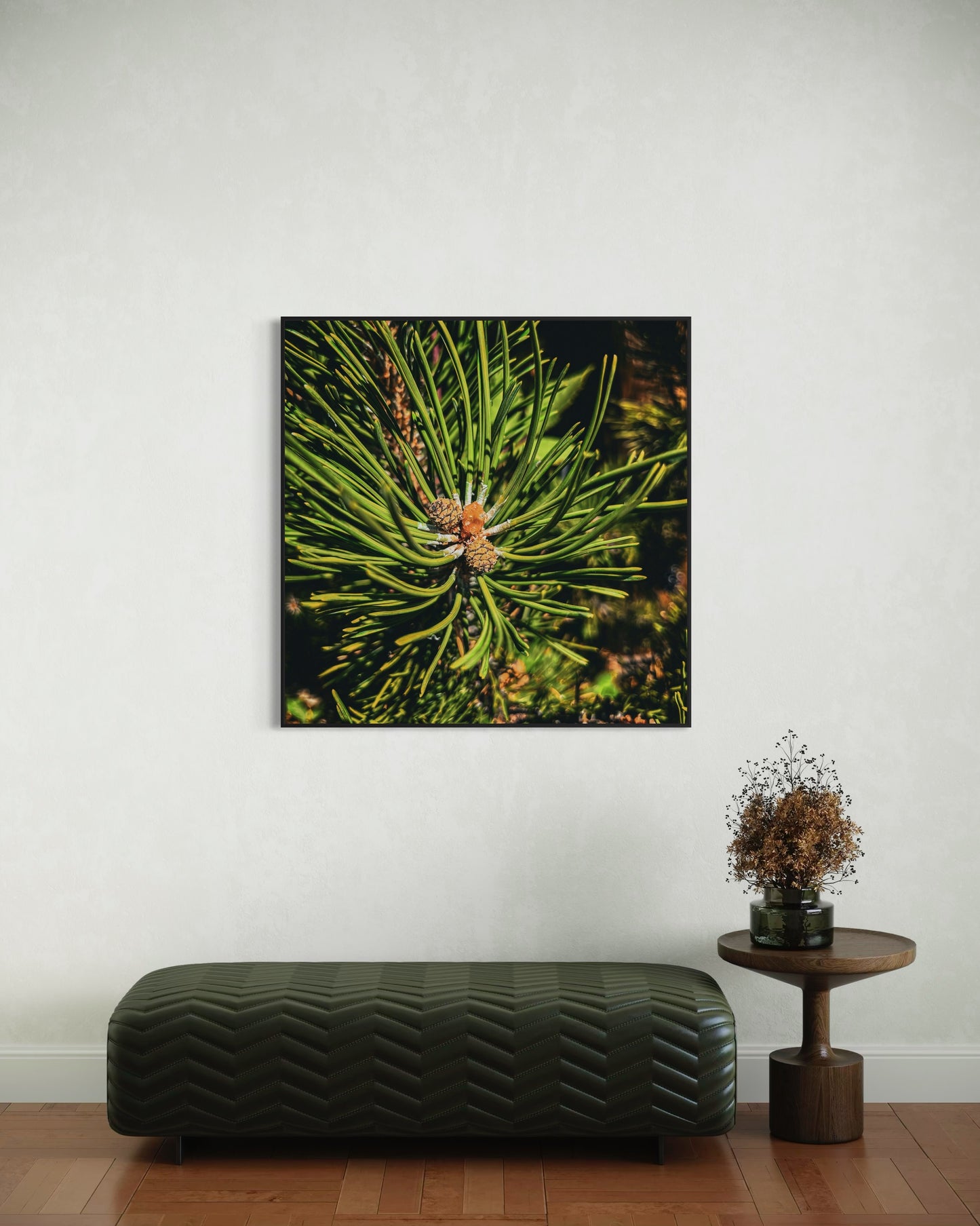 Pine Needle Macro Photography — Evergreen Nature Wall Art, Forest Botanical Print, Green Minimalist Home Decor by PolaDova. Museum-Quality Matte Paper Poster