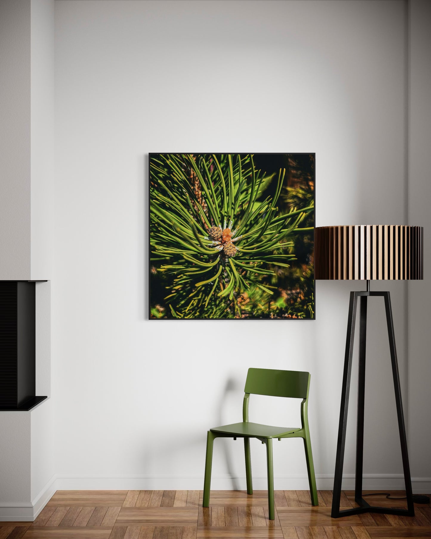 Pine Needle Macro Photography — Evergreen Nature Wall Art, Forest Botanical Print, Green Minimalist Home Decor by PolaDova. Museum-Quality Matte Paper Poster