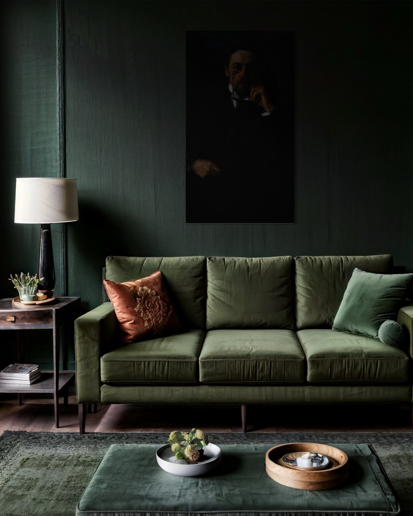 Gothic Portrait of a Chekhov in Shadows | Dark Moody Painting | Classical Realism Art Print by PolaDova. Museum-Quality Matte Paper Poster