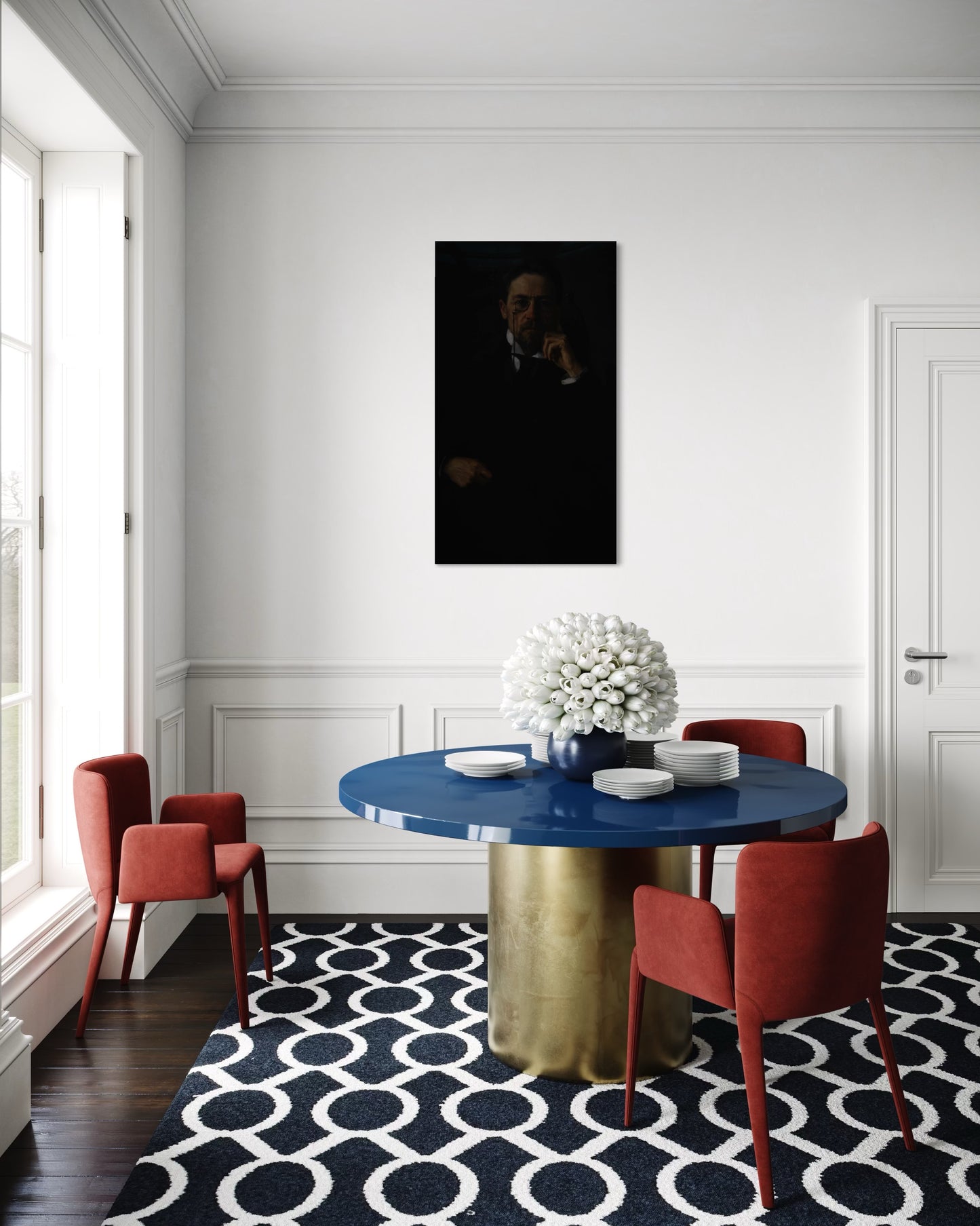 Gothic Portrait of a Chekhov in Shadows | Dark Moody Painting | Classical Realism Art Print by PolaDova. Museum-Quality Matte Paper Poster