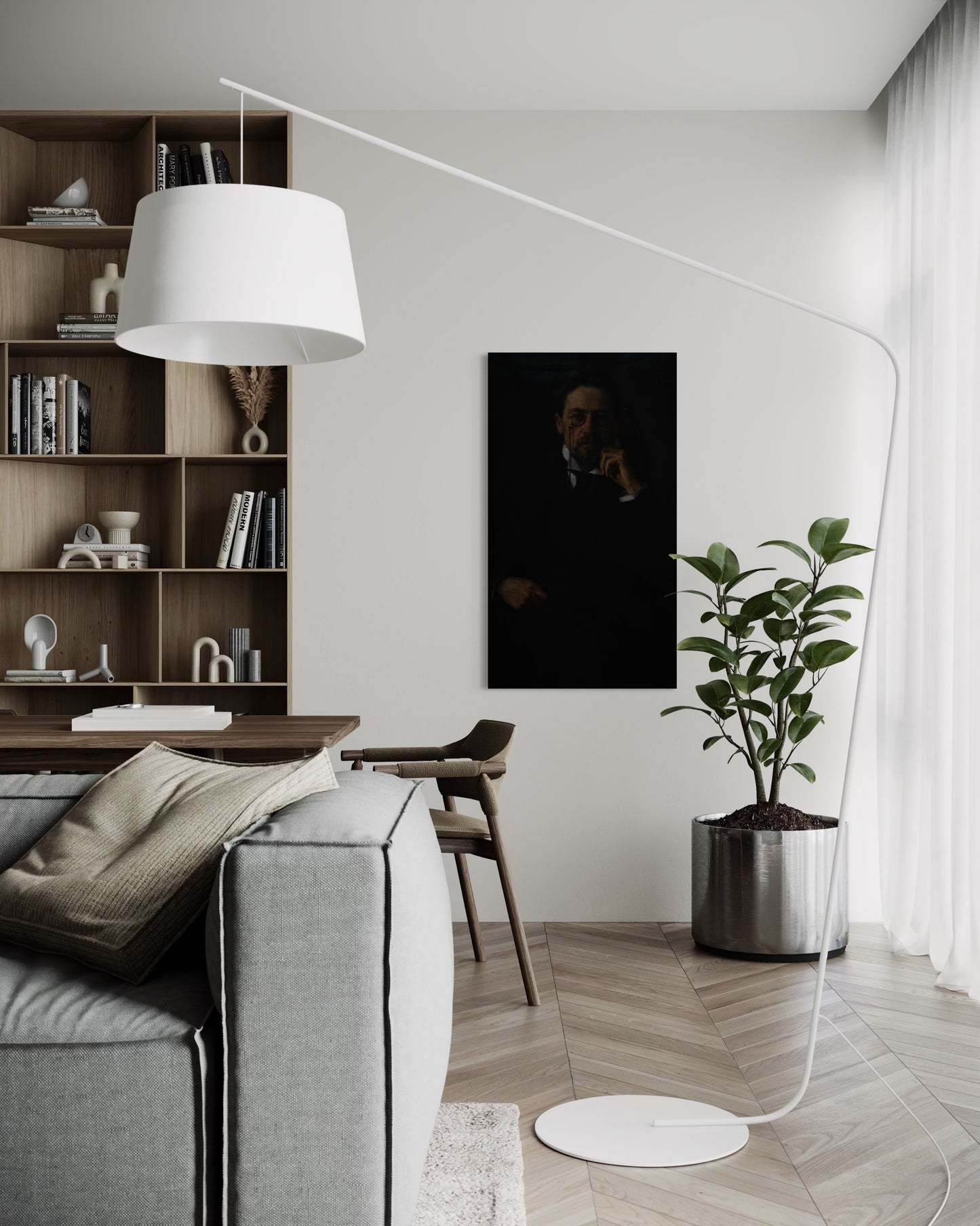 Gothic Portrait of a Chekhov in Shadows | Dark Moody Painting | Classical Realism Art Print by PolaDova. Museum-Quality Matte Paper Poster