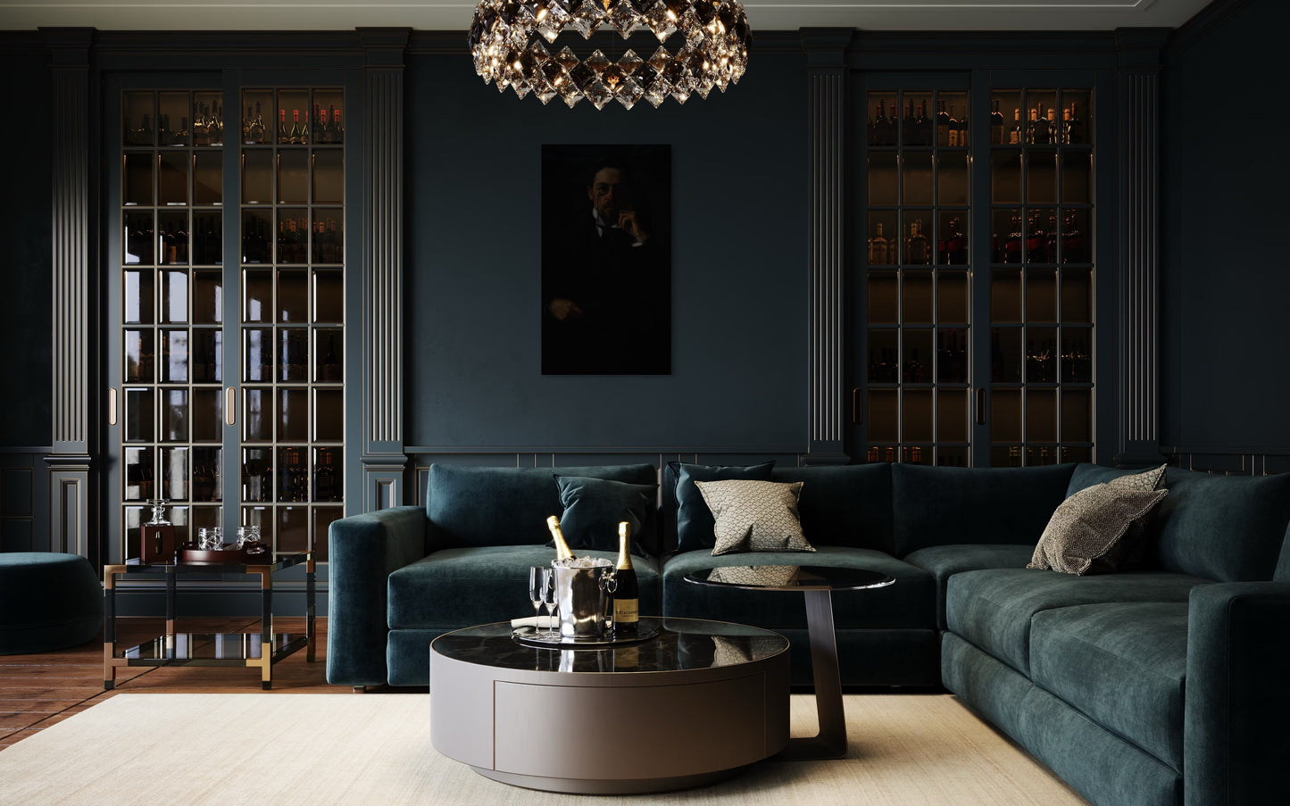 Gothic Portrait of a Chekhov in Shadows | Dark Moody Painting | Classical Realism Art Print by PolaDova. Museum-Quality Matte Paper Poster