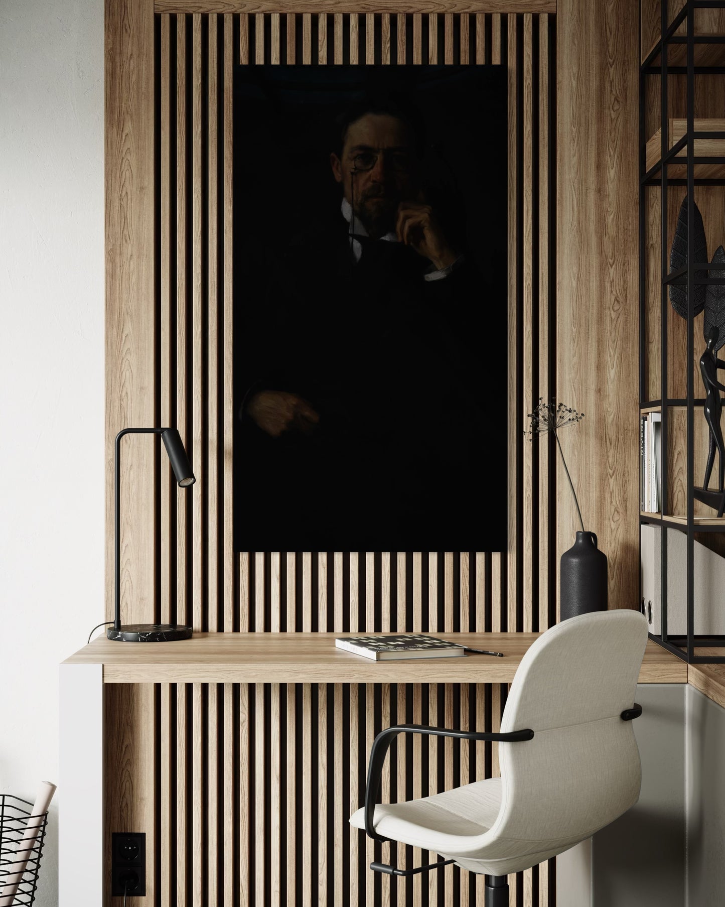 Gothic Portrait of a Chekhov in Shadows | Dark Moody Painting | Classical Realism Art Print by PolaDova. Museum-Quality Matte Paper Poster