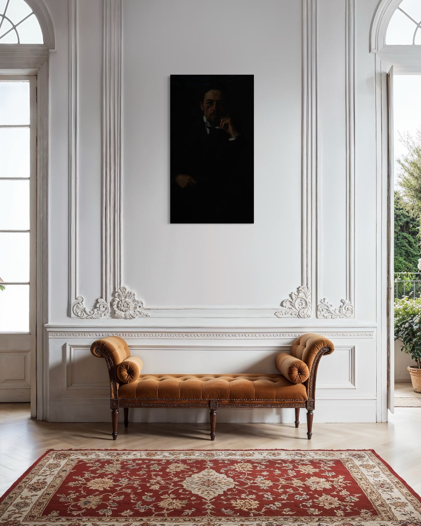 Gothic Portrait of a Chekhov in Shadows | Dark Moody Painting | Classical Realism Art Print by PolaDova. Museum-Quality Matte Paper Poster