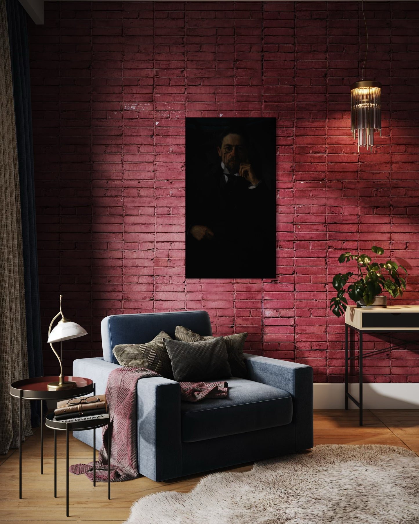 Gothic Portrait of a Chekhov in Shadows | Dark Moody Painting | Classical Realism Art Print by PolaDova. Museum-Quality Matte Paper Poster