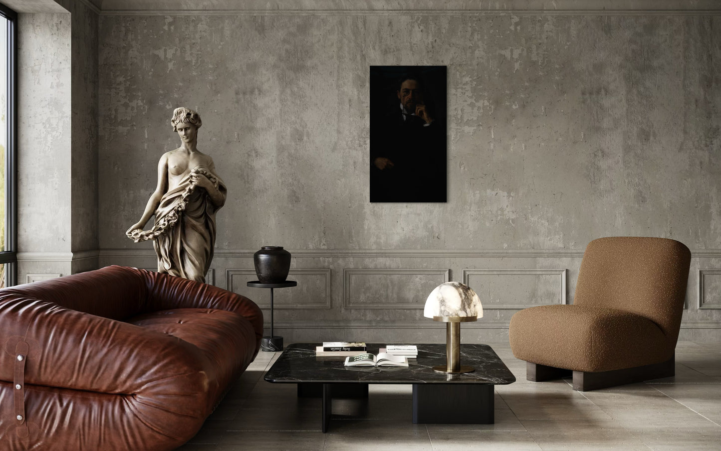 Gothic Portrait of a Chekhov in Shadows | Dark Moody Painting | Classical Realism Art Print by PolaDova. Museum-Quality Matte Paper Poster