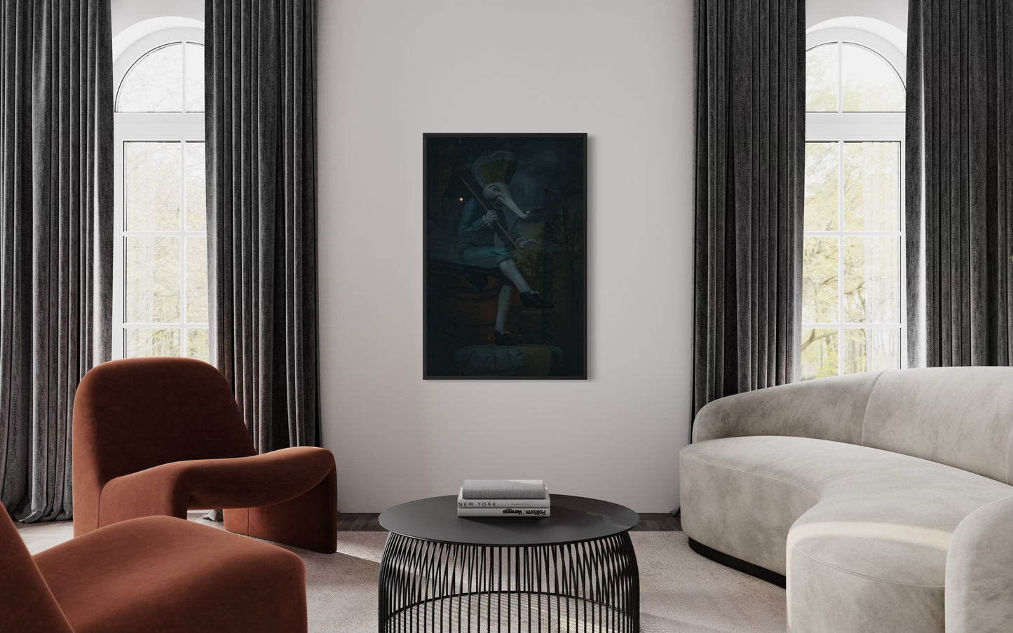 Elephant Violinist. Elisseeff Emporium in St. Petersburg. Museum-Quality Matte Paper Metal Framed Poster